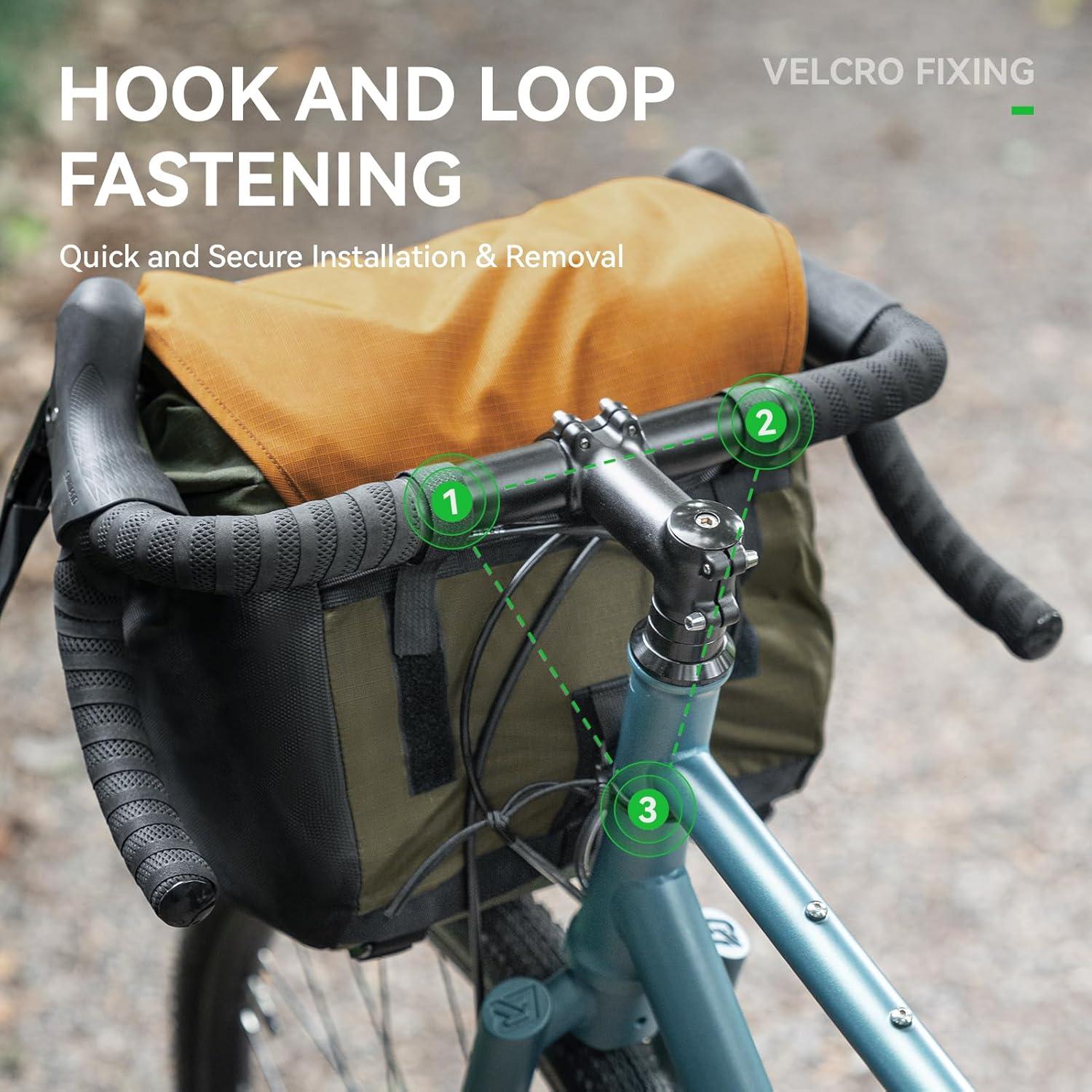 imageROCKBROS Bike Handlebar Bag Waterproof Cycling Pouch 24L Bicycle Front Storage Pouch Bag with Shoulder Strap