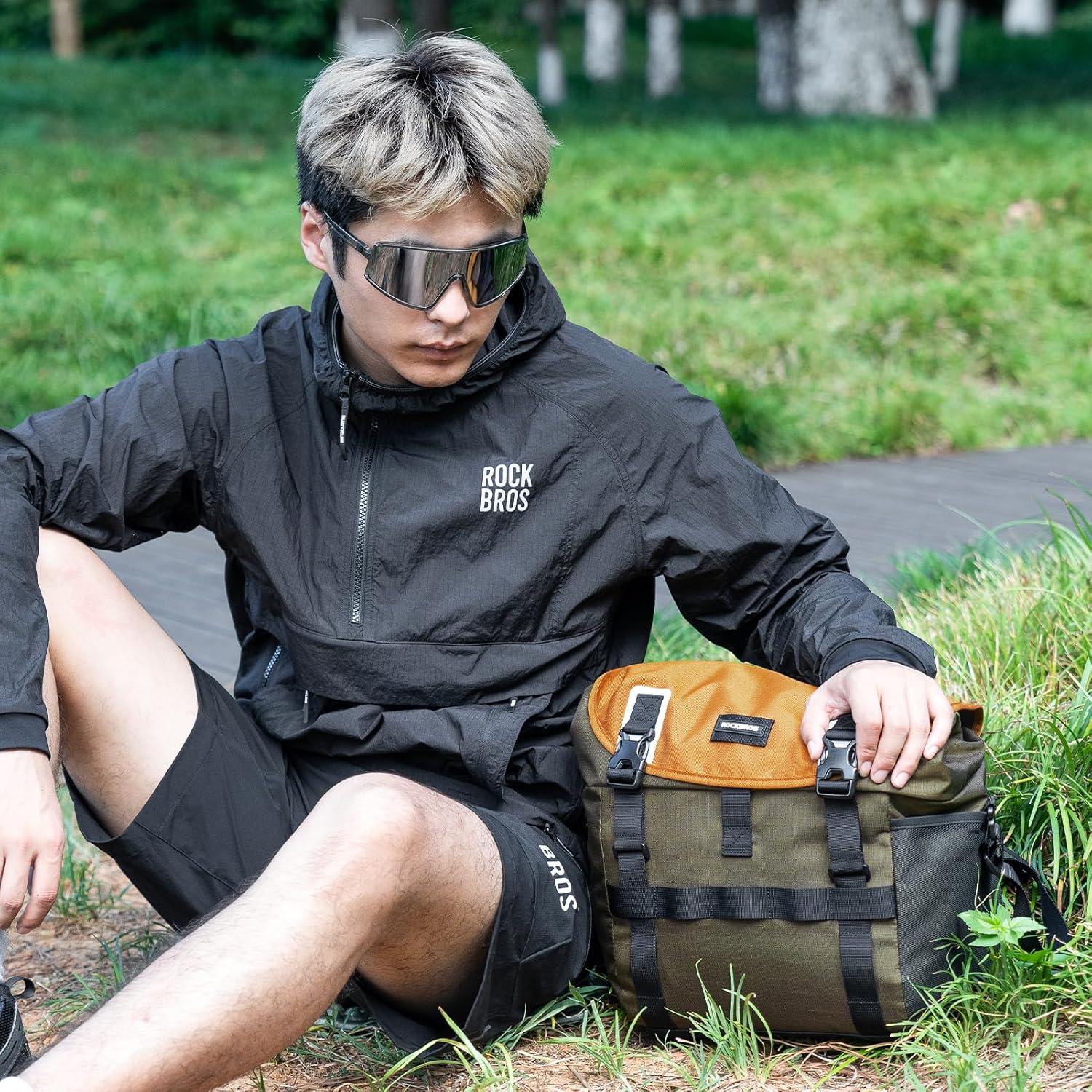 imageROCKBROS Bike Handlebar Bag Waterproof Cycling Pouch 24L Bicycle Front Storage Pouch Bag with Shoulder Strap