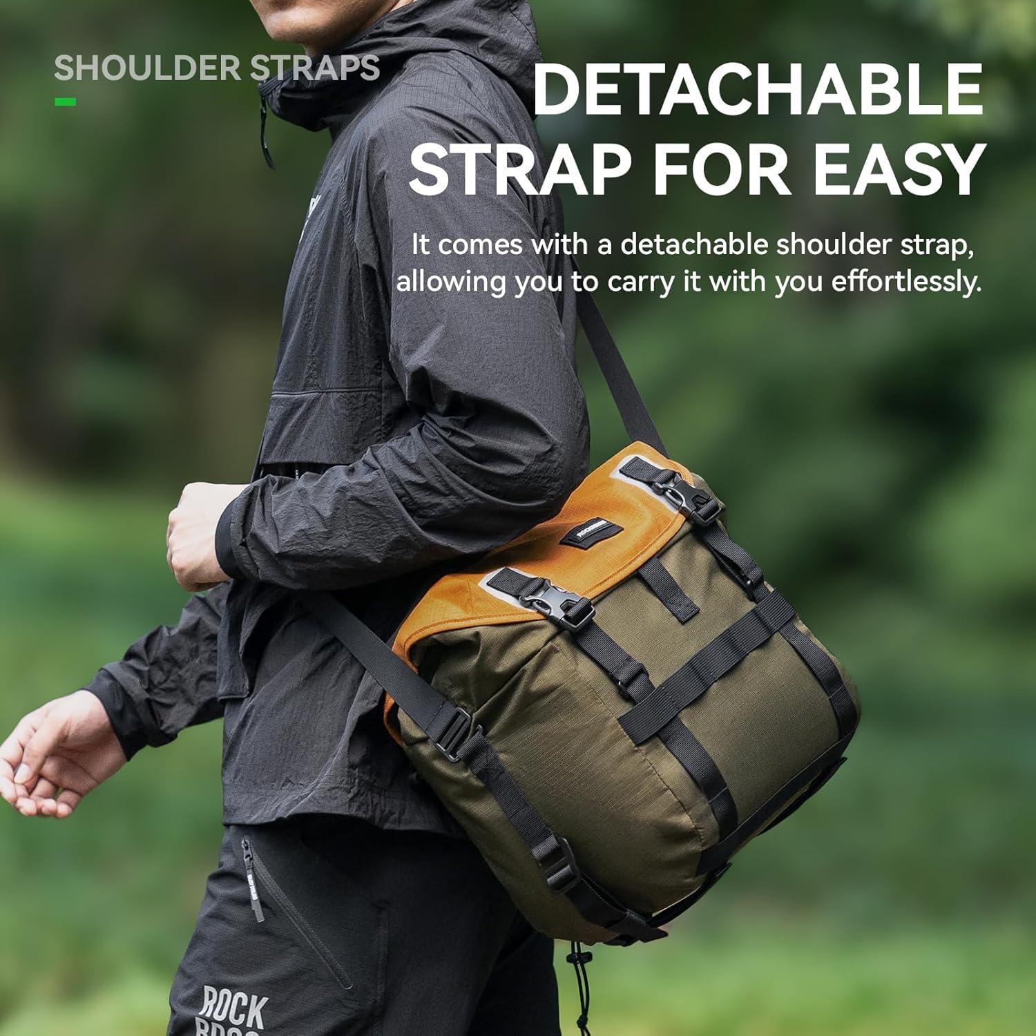 imageROCKBROS Bike Handlebar Bag Waterproof Cycling Pouch 24L Bicycle Front Storage Pouch Bag with Shoulder Strap
