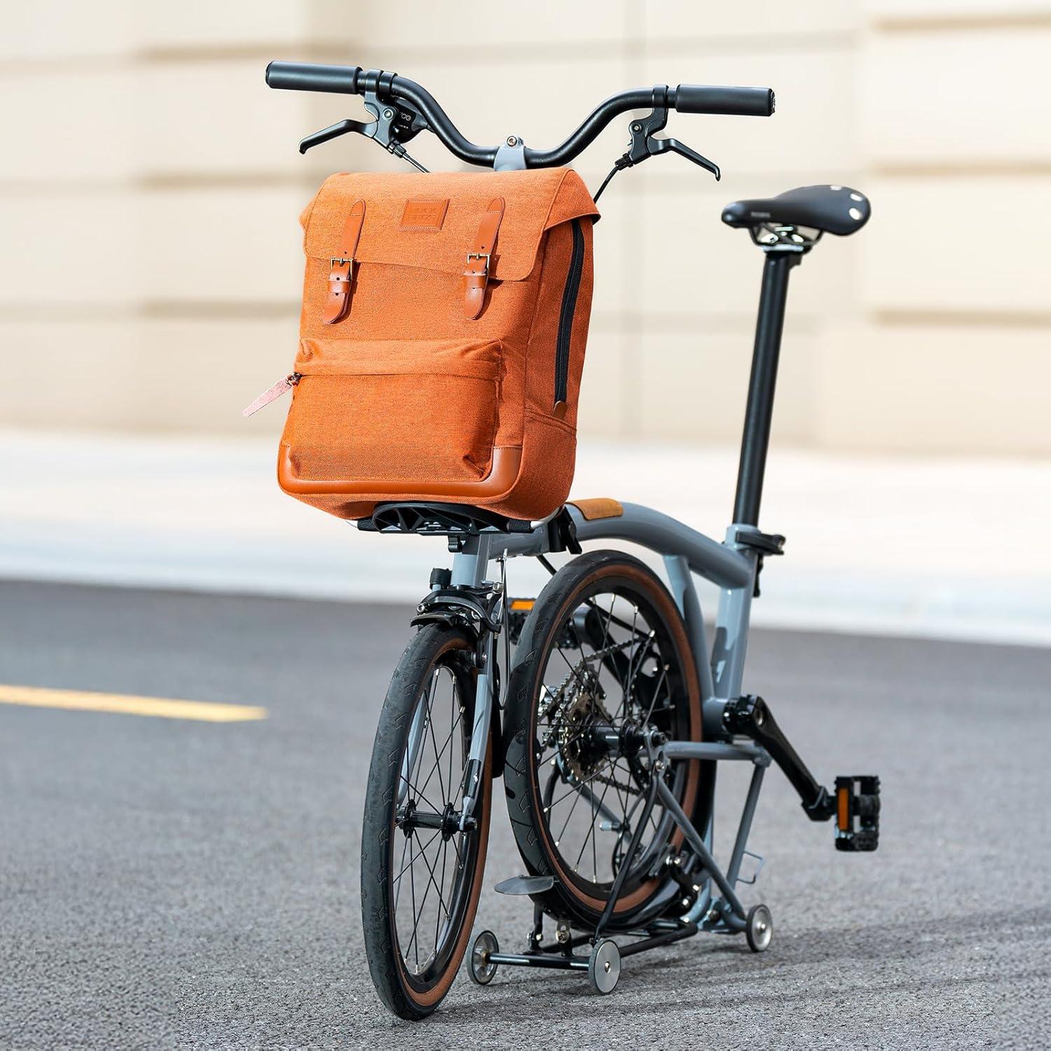 imageROCKBROS Bike Handlebar Bag for Brompton 83L Detachable Folding Bicycle Handlebar Bag Convertible to Backpack with Laptop Sleeve Cycling Bag for Commuting