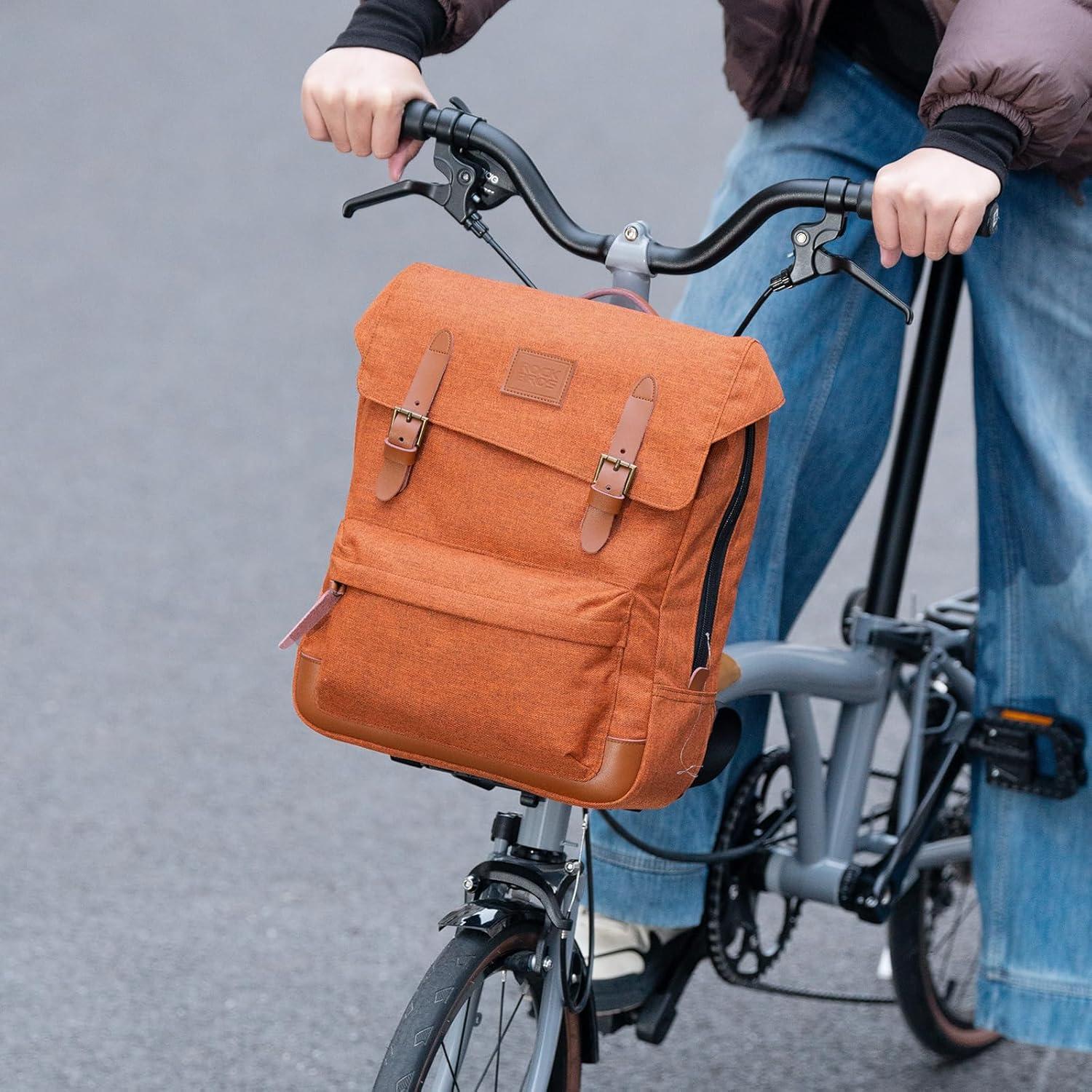 imageROCKBROS Bike Handlebar Bag for Brompton 83L Detachable Folding Bicycle Handlebar Bag Convertible to Backpack with Laptop Sleeve Cycling Bag for Commuting