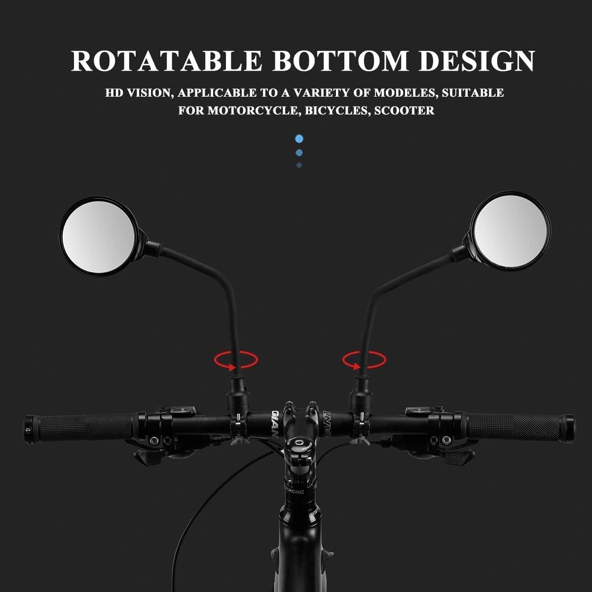 imageROCKBROS Bike Mirror Handlebar Mount 360Rotatable Adjustable Bicycle Rear View Mirror HD Wide Angle Clear Acrylic Convex Safe Bike Mirror for Mountain Road Bike Electric MotorcycleBlack1 Piece