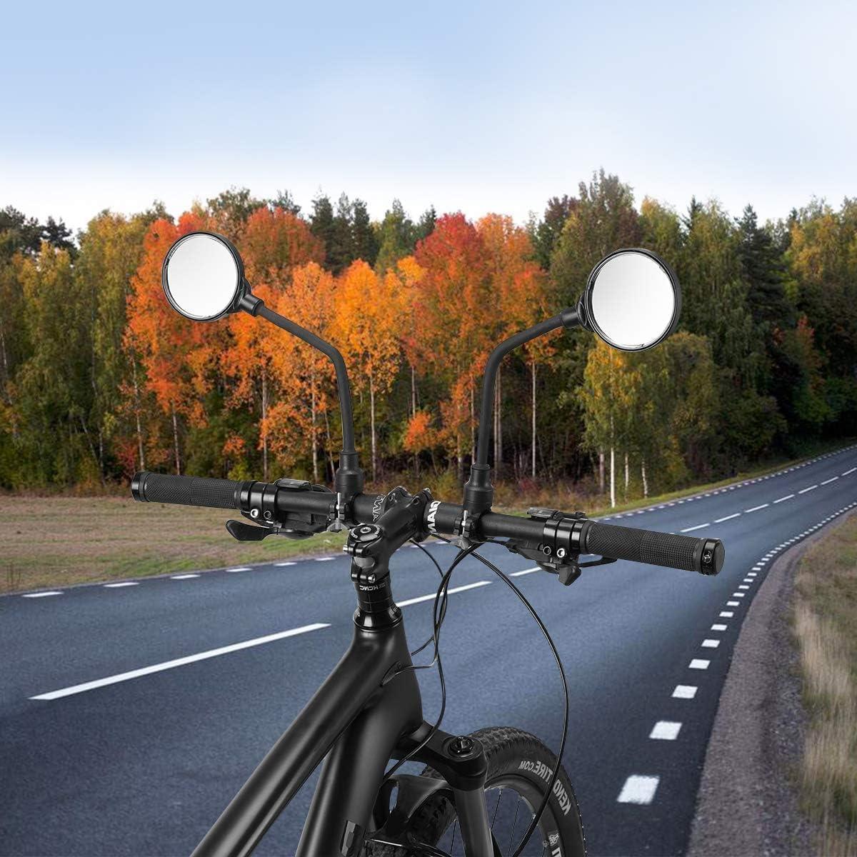imageROCKBROS Bike Mirror Handlebar Mount 360Rotatable Adjustable Bicycle Rear View Mirror HD Wide Angle Clear Acrylic Convex Safe Bike Mirror for Mountain Road Bike Electric MotorcycleBlack1 Piece