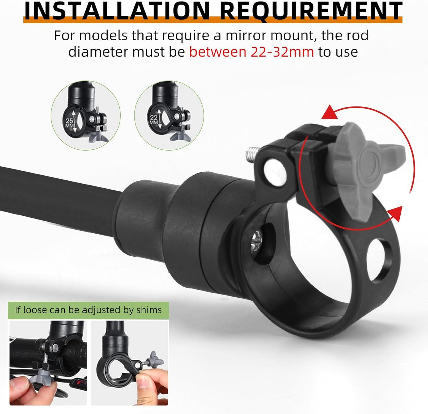 imageROCKBROS Bike Mirror Handlebar Mount 360Rotatable Adjustable Bicycle Rear View Mirror HD Wide Angle Clear Acrylic Convex Safe Bike Mirror for Mountain Road Bike Electric MotorcycleBlack1 Piece