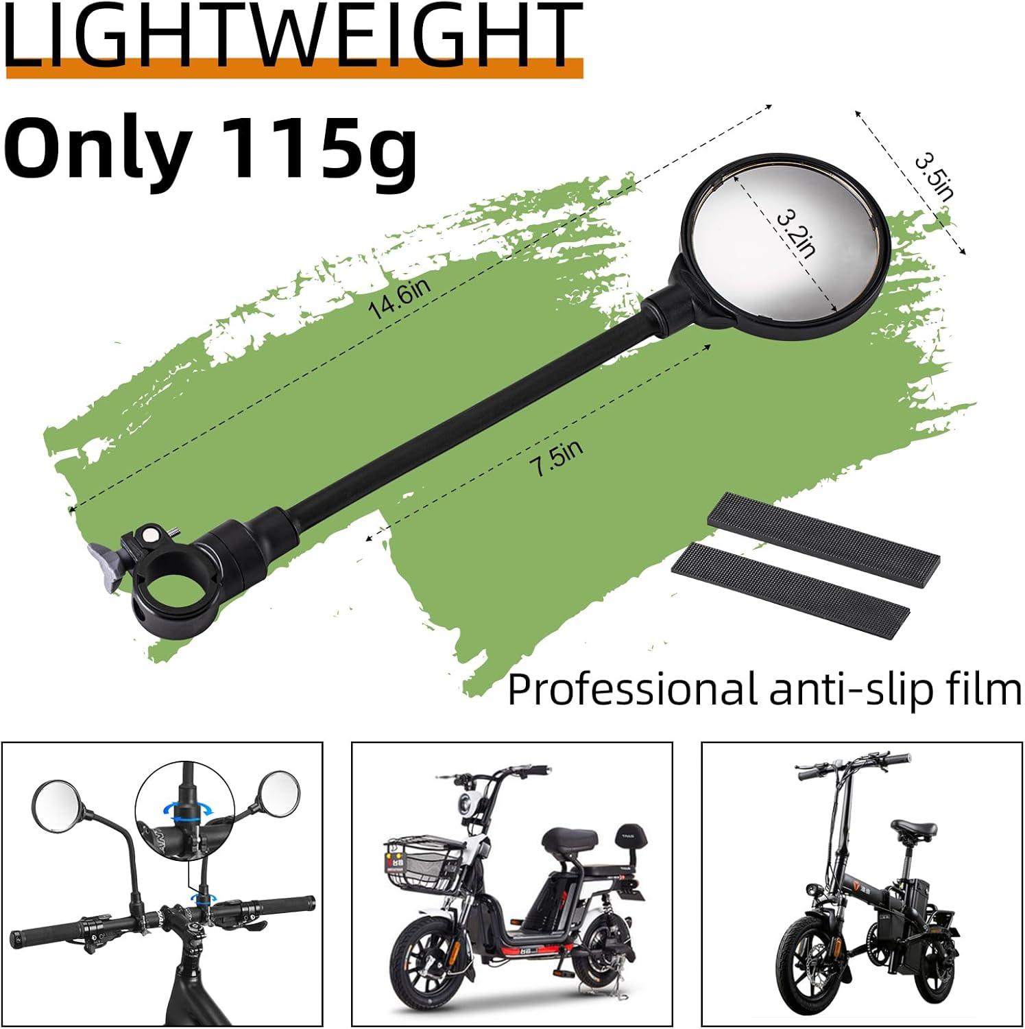 imageROCKBROS Bike Mirror Handlebar Mount 360Rotatable Adjustable Bicycle Rear View Mirror HD Wide Angle Clear Acrylic Convex Safe Bike Mirror for Mountain Road Bike Electric MotorcycleBlack1 Piece