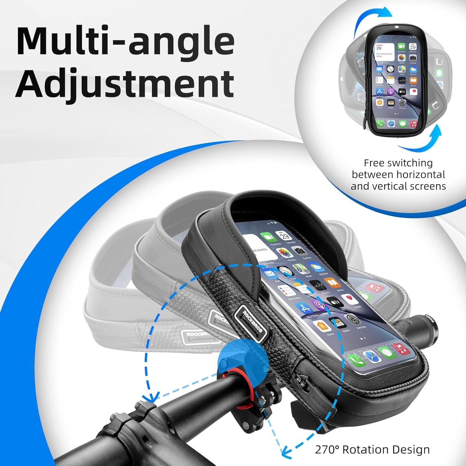 imageROCKBROS Bike Motorcycle Phone Mount Handlebar Bag 360 Rotatable Waterproof Shockproof Phone Holder for iPhone up to 7 Bicycle Cycling amp Motorcycle Accessories
