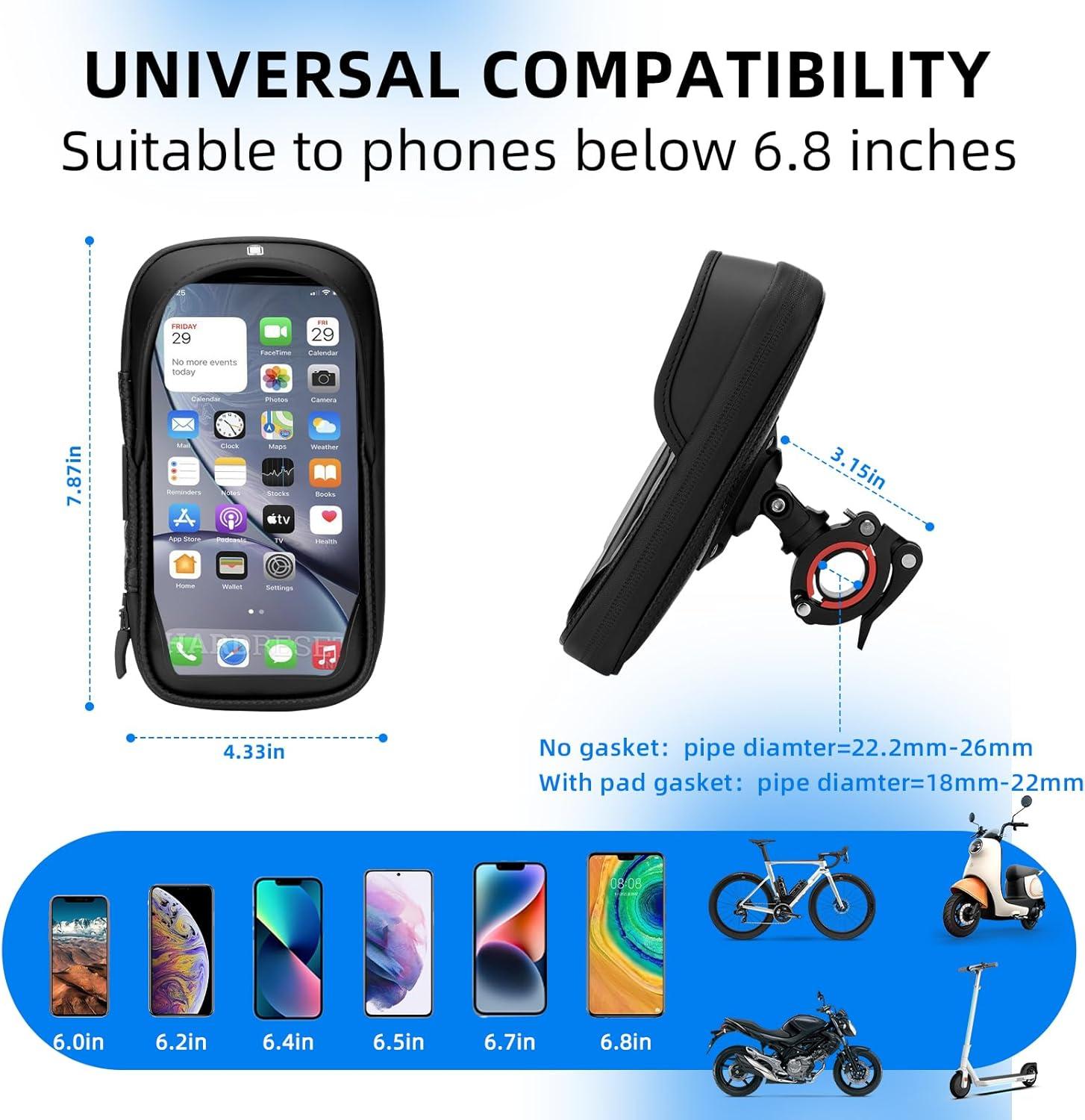 imageROCKBROS Bike Motorcycle Phone Mount Handlebar Bag 360 Rotatable Waterproof Shockproof Phone Holder for iPhone up to 7 Bicycle Cycling amp Motorcycle Accessories