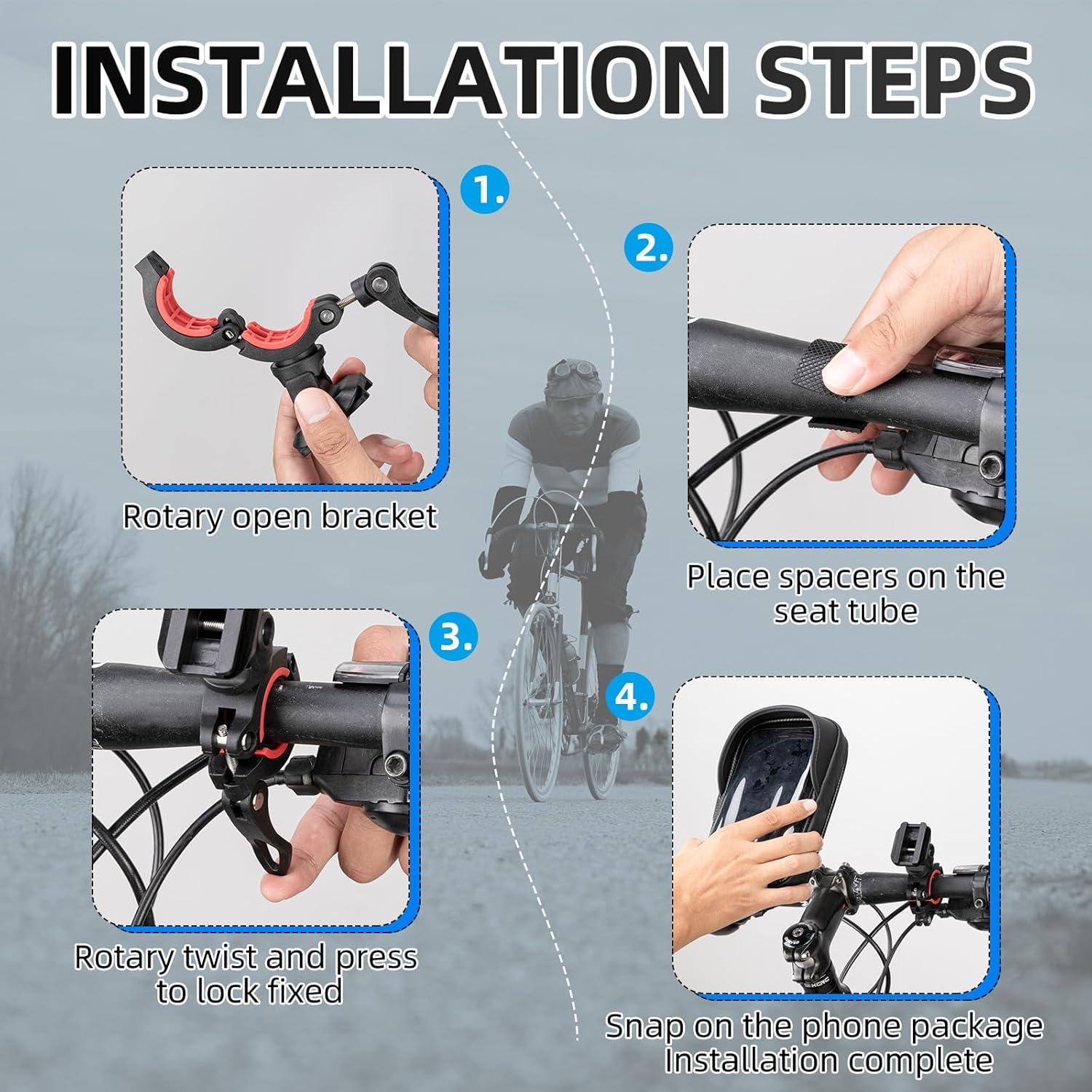imageROCKBROS Bike Motorcycle Phone Mount Handlebar Bag 360 Rotatable Waterproof Shockproof Phone Holder for iPhone up to 7 Bicycle Cycling amp Motorcycle Accessories