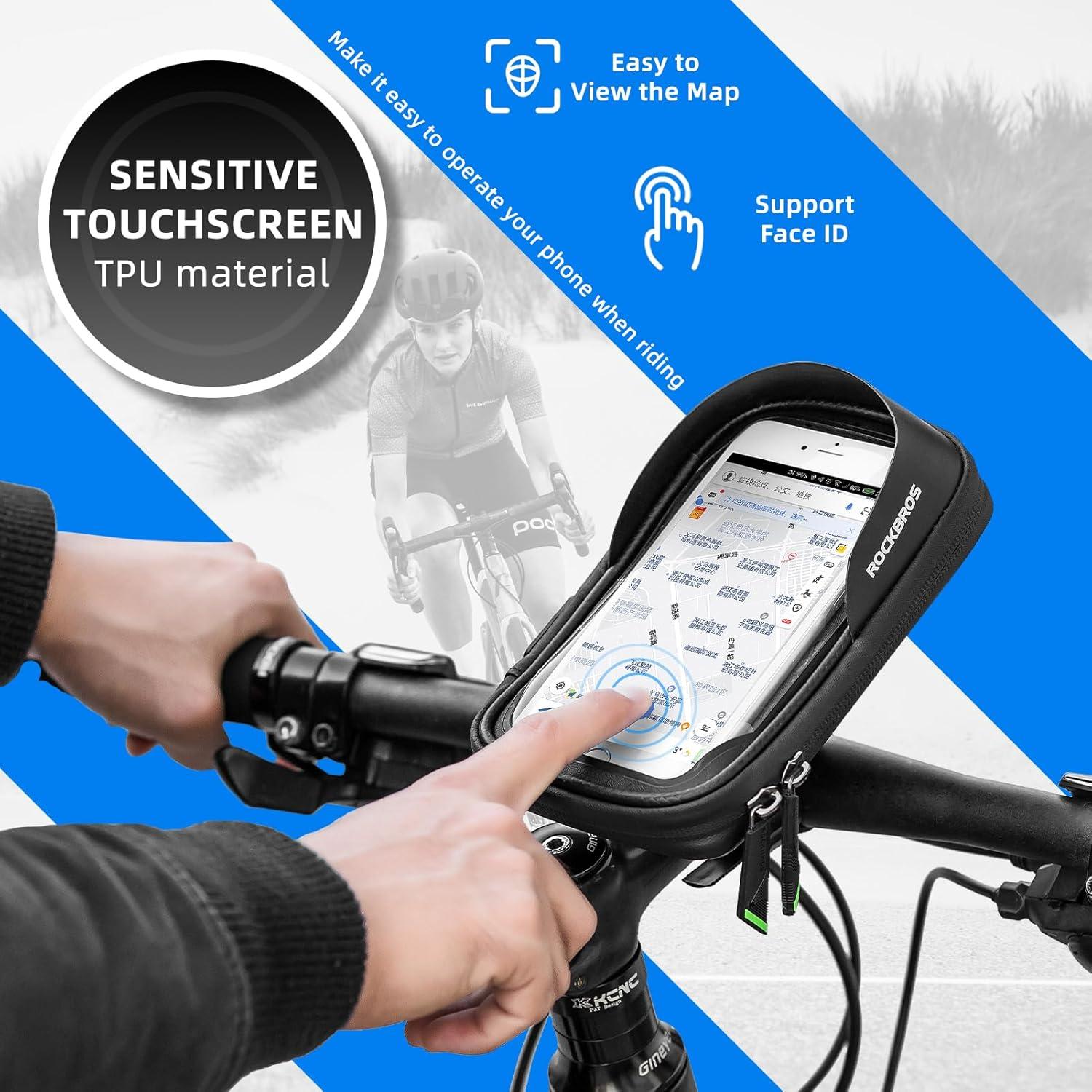 imageROCKBROS Bike Motorcycle Phone Mount Handlebar Bag 360 Rotatable Waterproof Shockproof Phone Holder for iPhone up to 7 Bicycle Cycling amp Motorcycle Accessories