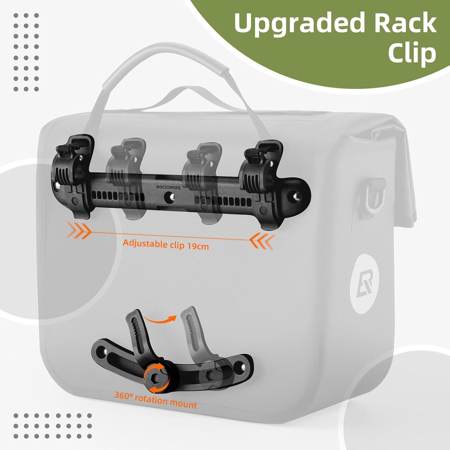 imageROCKBROS Bike Panniers 15L Capacity Waterproof Bike Rack Bag Bicycle Panniers for Cycling Commuting Bikepacking BlackBlack