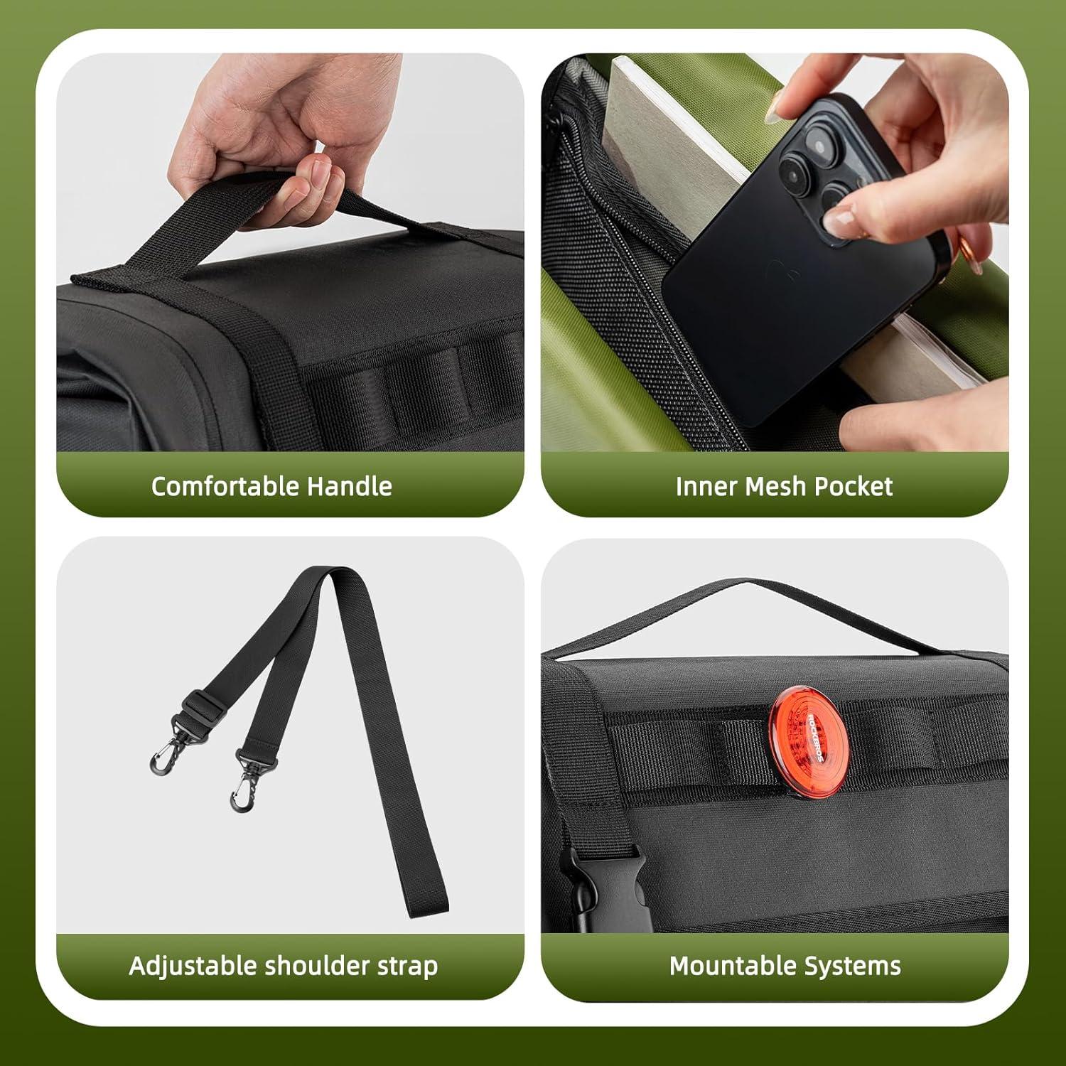 imageROCKBROS Bike Panniers 15L Capacity Waterproof Bike Rack Bag Bicycle Panniers for Cycling Commuting Bikepacking BlackBlack 2PCS