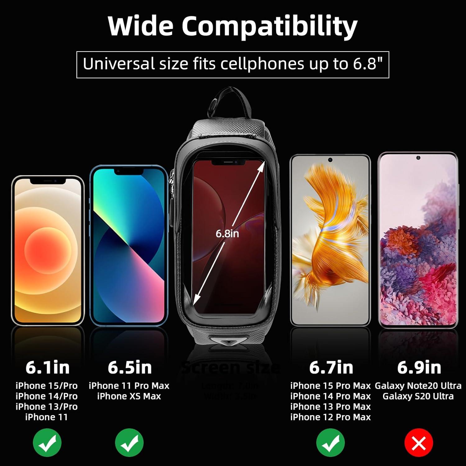 imageROCKBROS Bike Phone Bag Waterproof Bike Bag Phone Mount EVA Hard Shell Bike Pouch with Rain Cover Compatible with iPhone 141211 Pro XR XS Max Phones Below 68