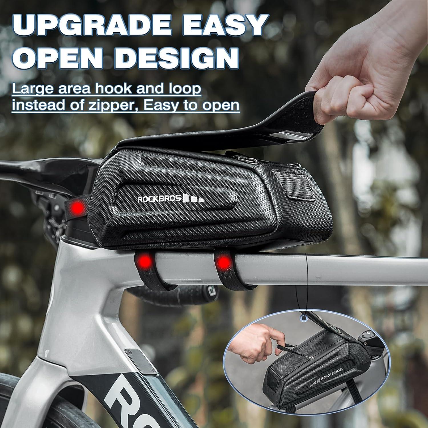 imageROCKBROS Bike Phone Front Frame Bag Bicycle Top Tube Handlebar Bag 3D EVA Bike Phone Mount Holder Bag Bike Accessories Cycling Pouch 17L Compatible Phones Under 7Black
