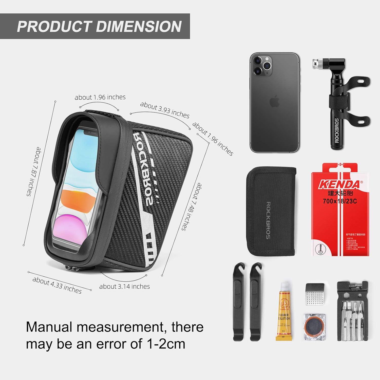 imageROCKBROS Bike Phone Front Frame Bag Top Tube Bike Bag Bicycle Handlebar Bag Cell Phone Holder Mount Bag Cycling Accessories Storage Pouch for Phone 72