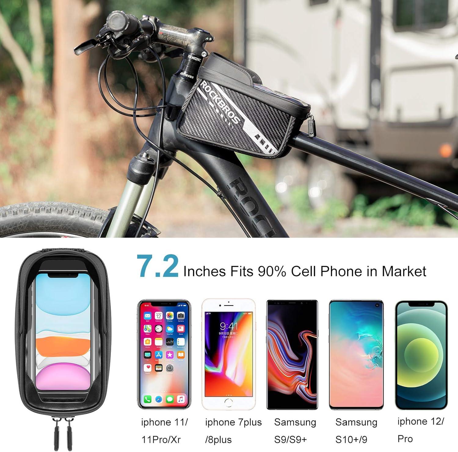 imageROCKBROS Bike Phone Front Frame Bag Top Tube Bike Bag Bicycle Handlebar Bag Cell Phone Holder Mount Bag Cycling Accessories Storage Pouch for Phone 72