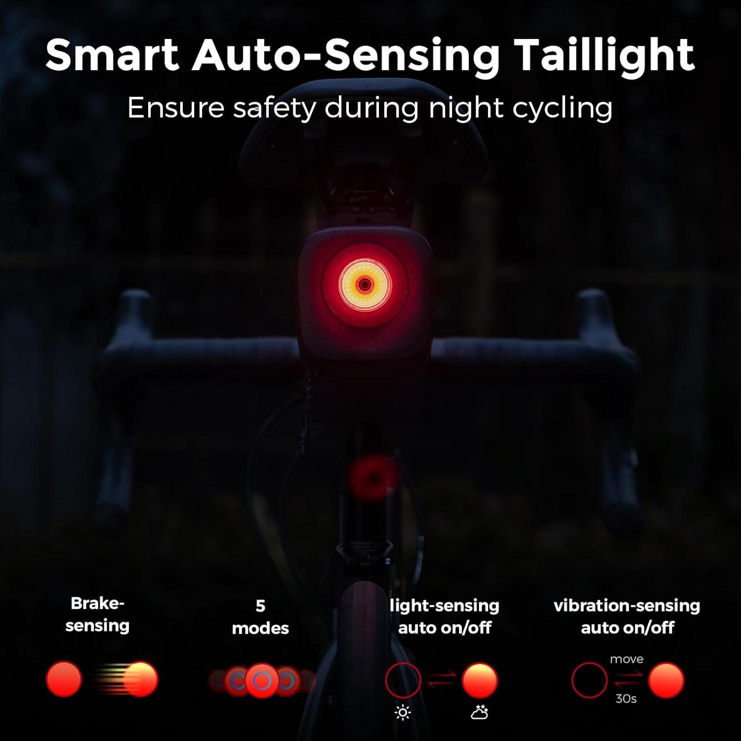 imageROCKBROS Bike Saddle Bag with Night Riding Taillight and Brake Sensor Waterproof Road amp Mountain Bike