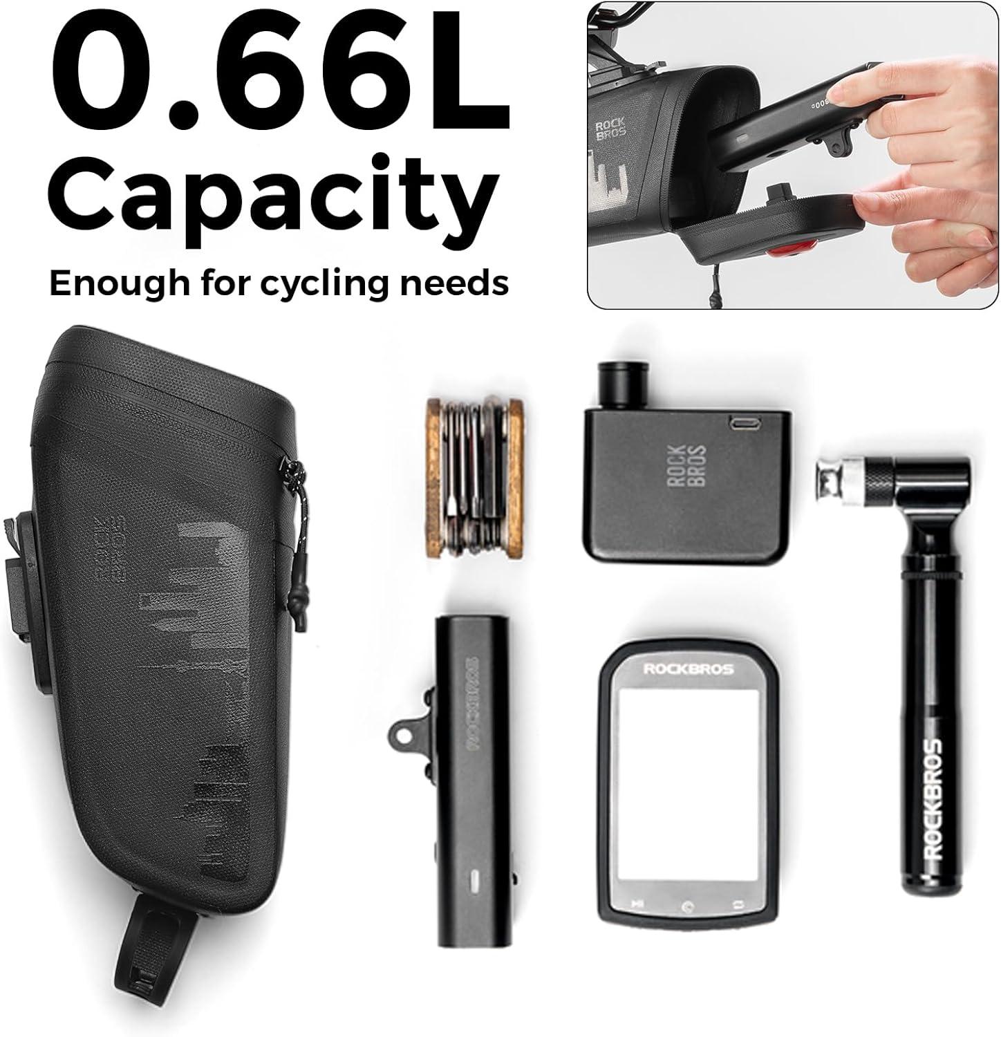 imageROCKBROS Bike Saddle Bag with Night Riding Taillight and Brake Sensor Waterproof Road amp Mountain Bike