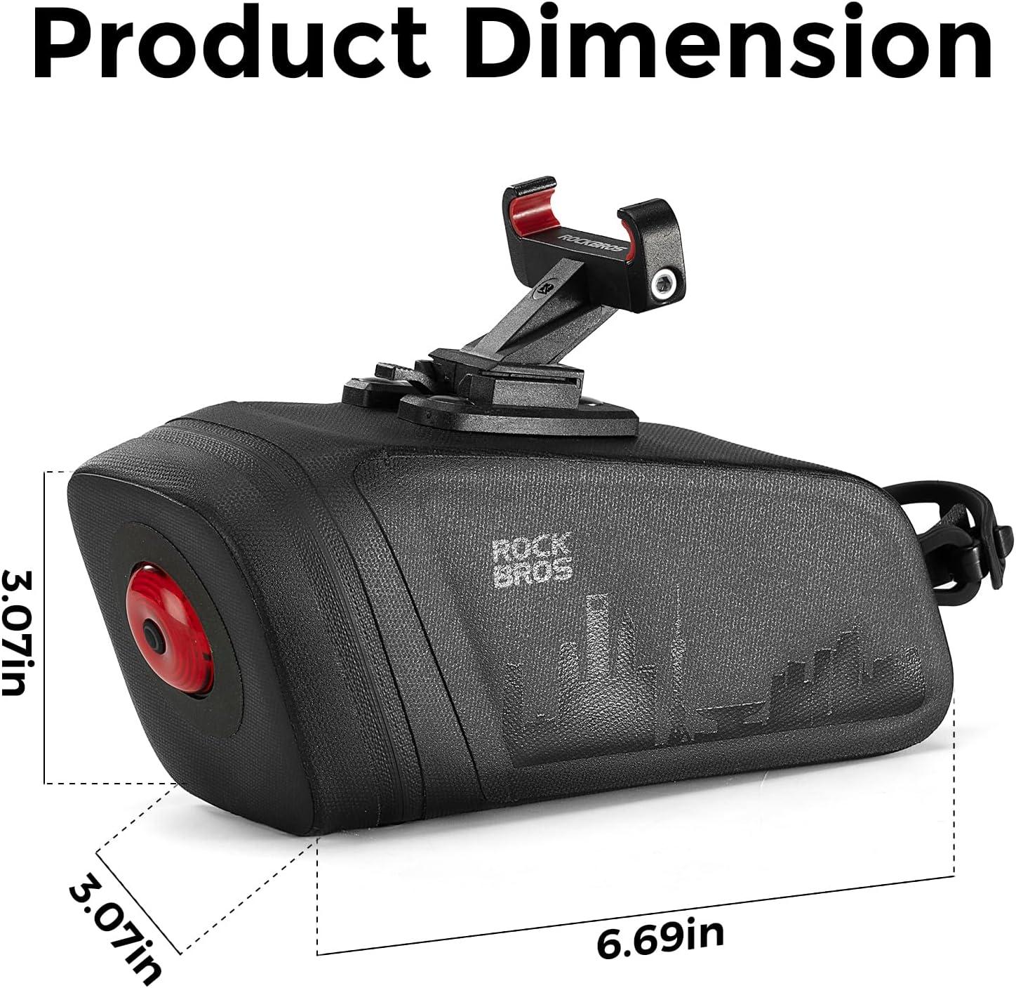 imageROCKBROS Bike Saddle Bag with Night Riding Taillight and Brake Sensor Waterproof Road amp Mountain Bike