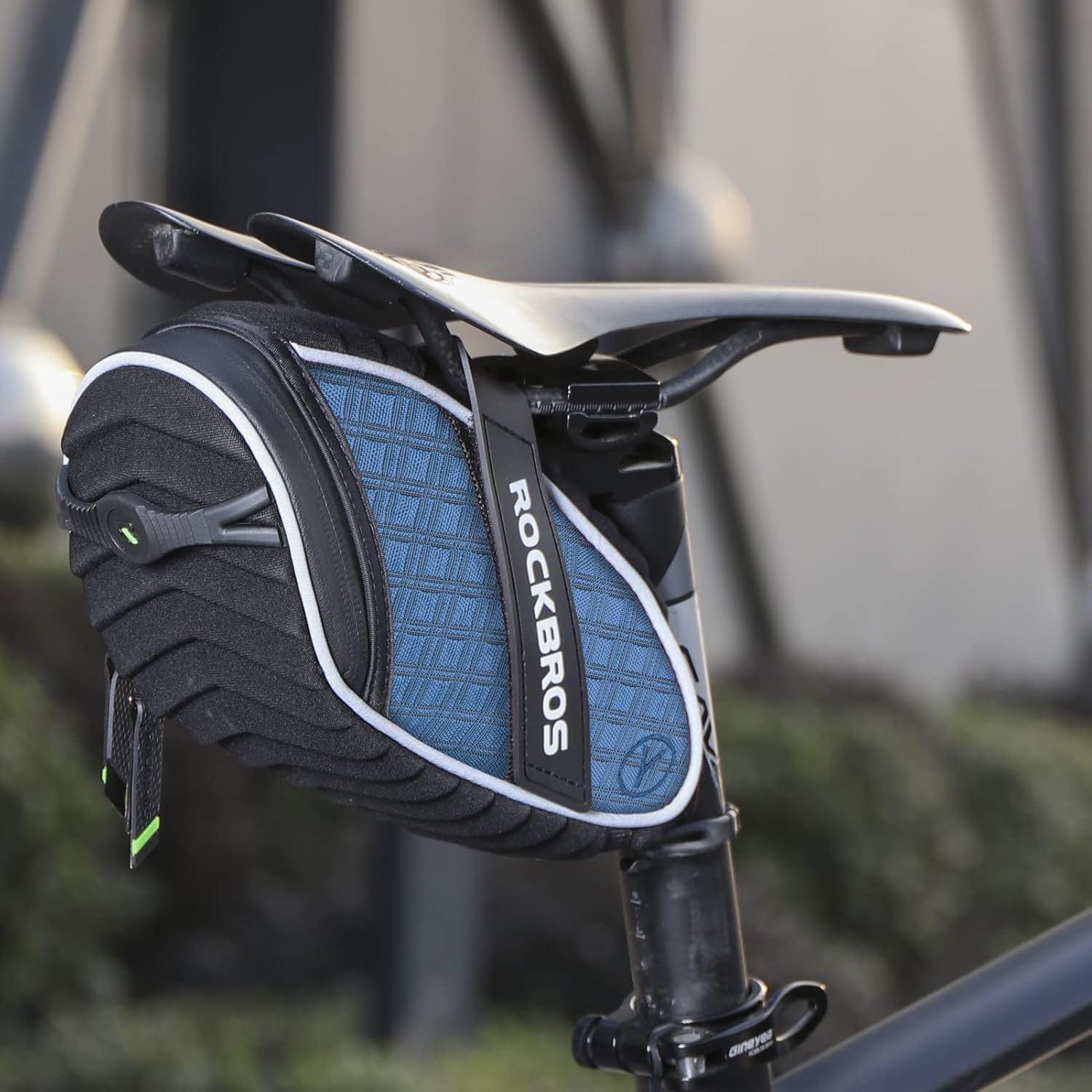 imageROCKBROS Bike Seat Bag Bicycle Saddle Bag Under Seat 3D Shell Cycling Seat Pack for Mountain Road Bikes BlackBlue