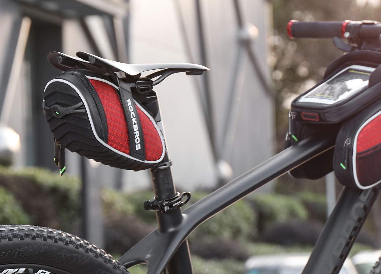 imageROCKBROS Bike Seat Bag Bicycle Saddle Bag Under Seat 3D Shell Cycling Seat Pack for Mountain Road Bikes BlackRed