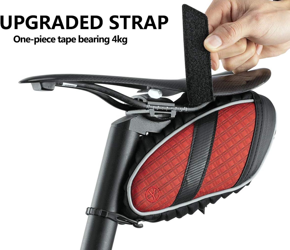 imageROCKBROS Bike Seat Bag Bicycle Saddle Bag Under Seat 3D Shell Cycling Seat Pack for Mountain Road Bikes BlackRed