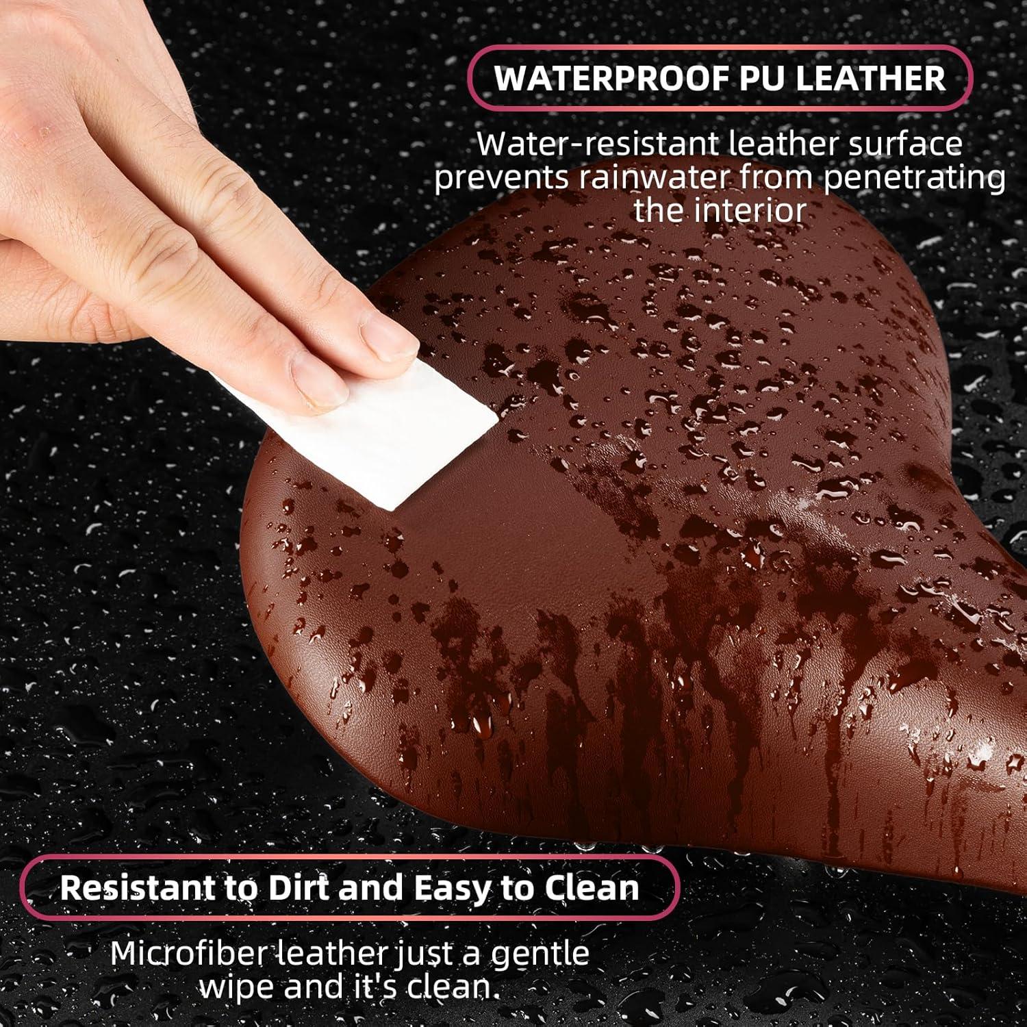 imageROCKBROS Bike Seat for Men Women Wide Comfort Bike Seat Cushion Waterproof Soft Vintage Brown Bicycle Saddle Compatible with Retro Cruiser City Mountain Bikes