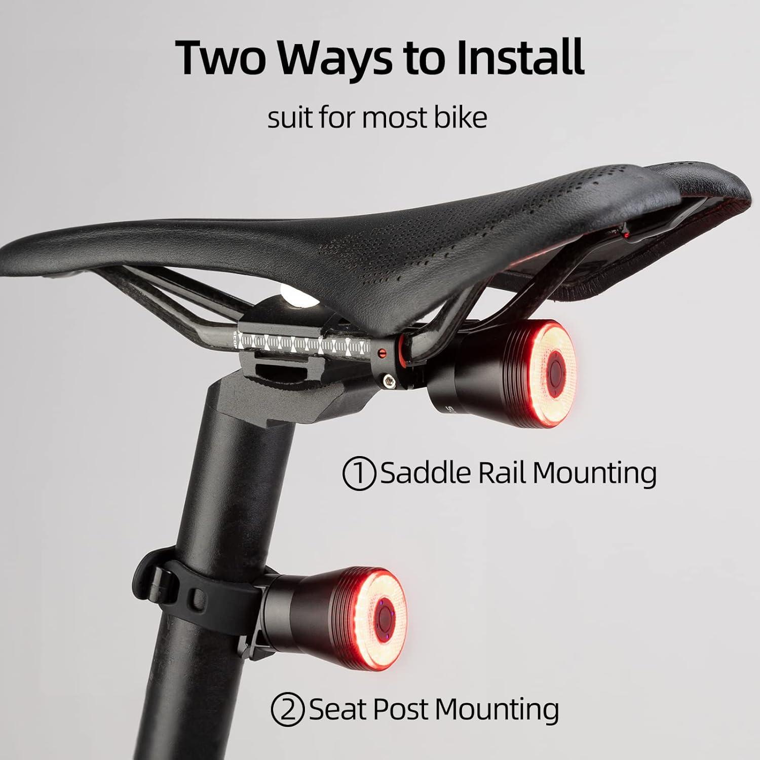 imageROCKBROS Bike Tail Light SmartBrake Sensing Bicycle Rear LightsUltra Bright LED Back LightsType C USB RechargeableIPX6 WaterproofCycling Safety Taillight AccessoriesDual Bracket Mount