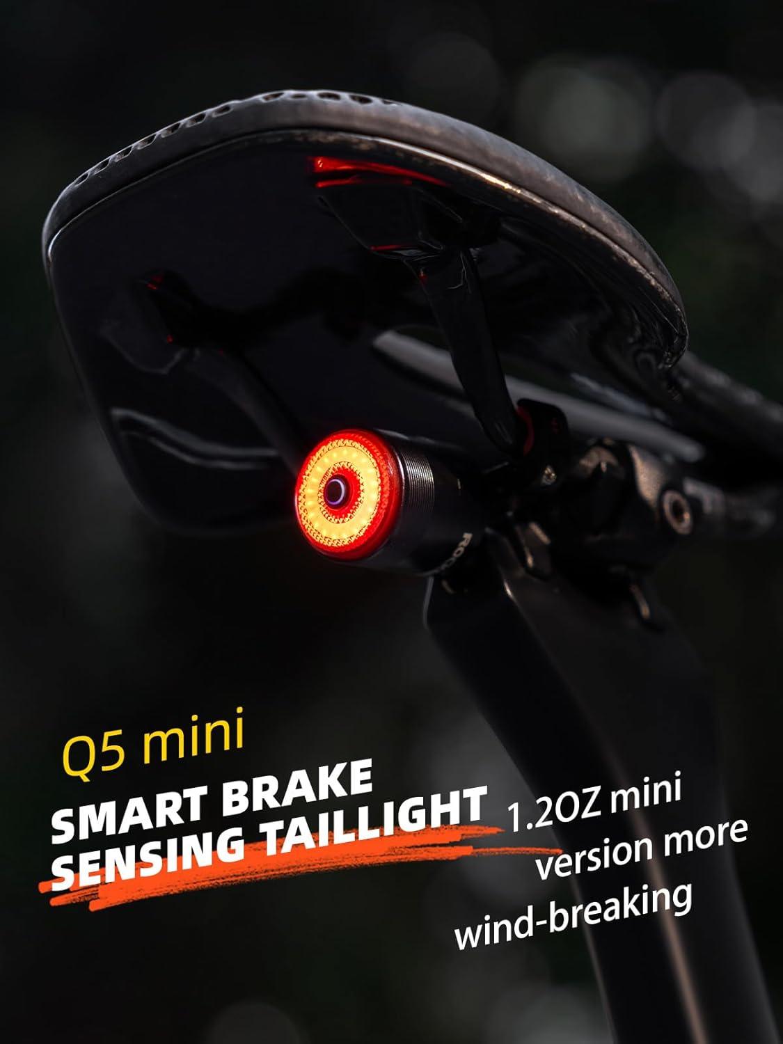 imageROCKBROS Bike Tail Light SmartBrake Sensing Bicycle Rear LightsUltra Bright LED Back LightsType C USB RechargeableIPX6 WaterproofCycling Safety Taillight AccessoriesMini