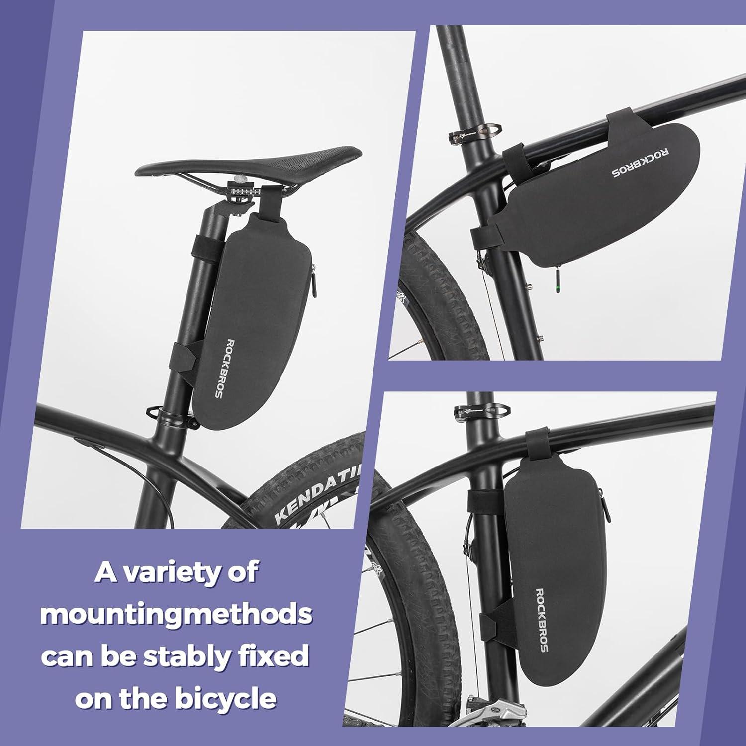 imageROCKBROS Bike Top Tube Bag Bicycle Front Frame Bag Waterproof Bike Pouch PackPhone Bag Cycling Accessories Pouch for Mountain Road Bike MediumBlack