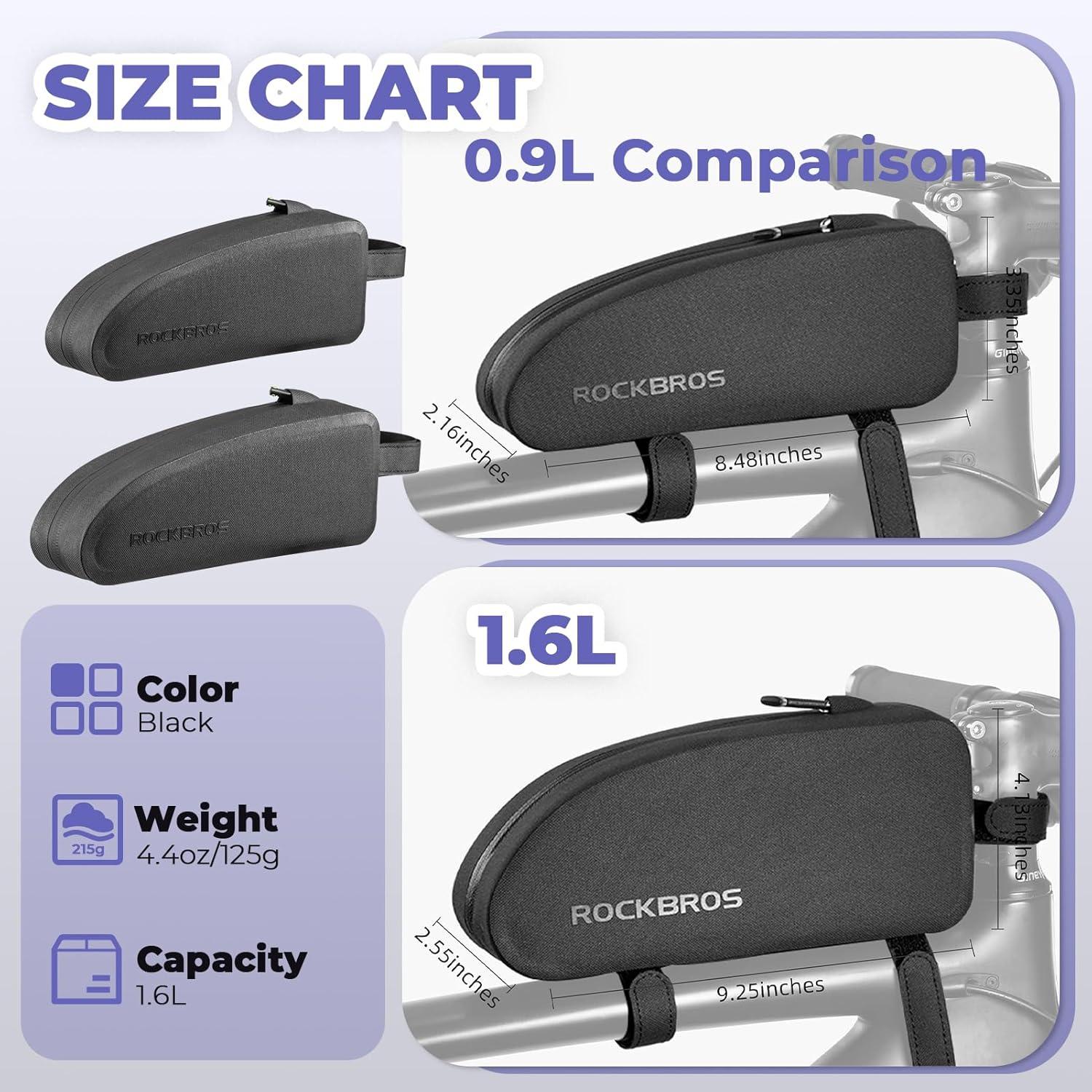 imageROCKBROS Bike Top Tube Bag Bicycle Front Frame Bag Waterproof Bike Pouch PackPhone Bag Cycling Accessories Pouch for Mountain Road Bike MediumBlack