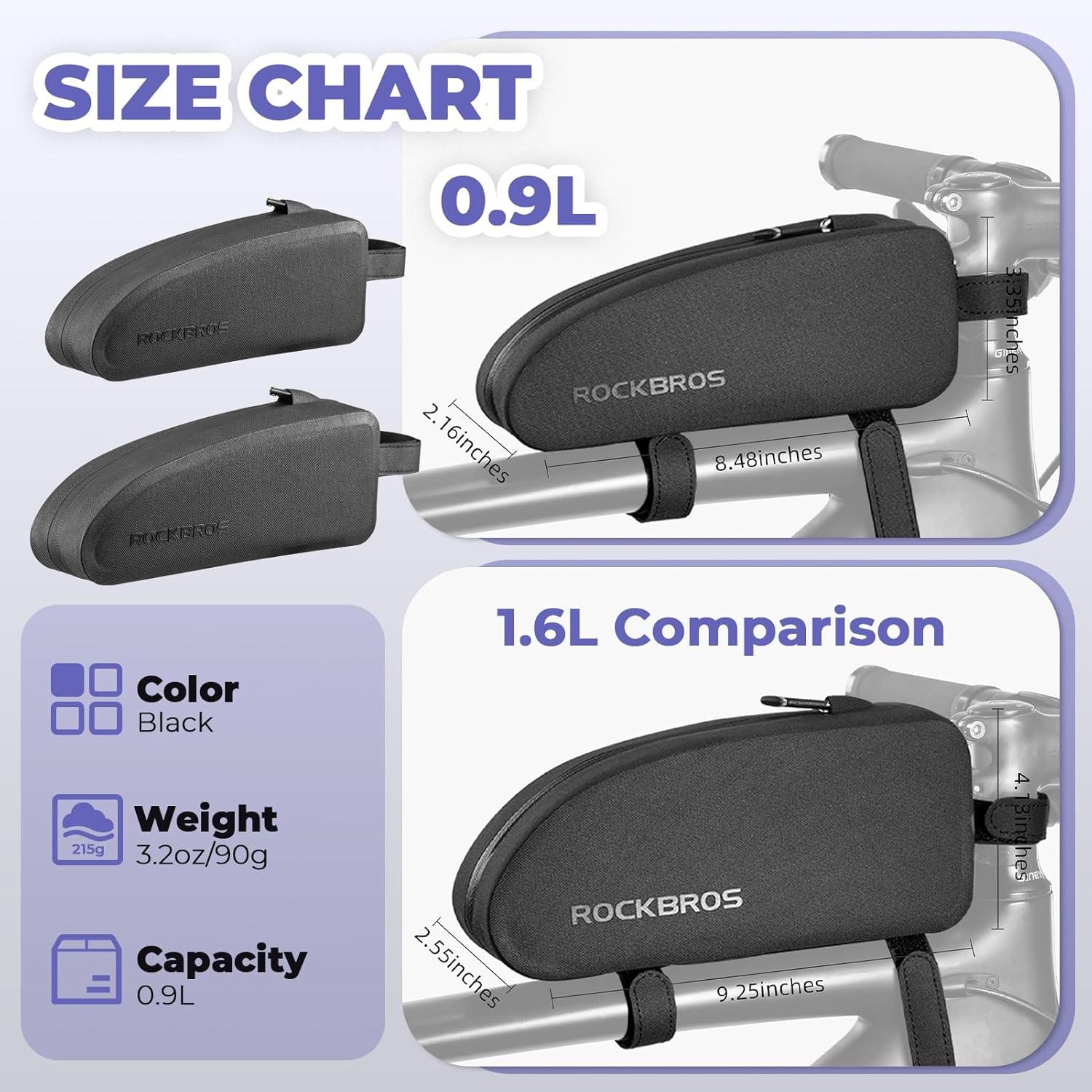 imageROCKBROS Bike Top Tube Bag Bicycle Front Frame Bag Waterproof Bike Pouch PackPhone Bag Cycling Accessories Pouch for Mountain Road Bike MediumBlack