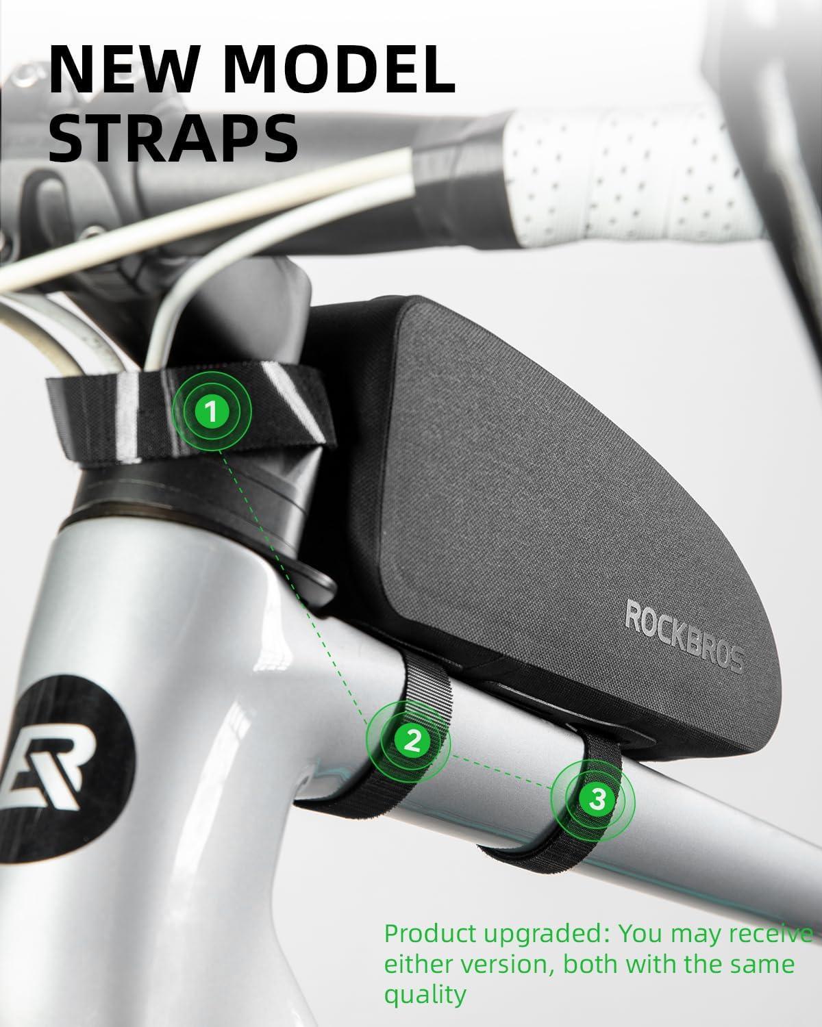 imageROCKBROS Bike Top Tube Bag Bicycle Front Frame Bag Waterproof Bike Pouch PackPhone Bag Cycling Accessories Pouch for Mountain Road Bike MediumBlack