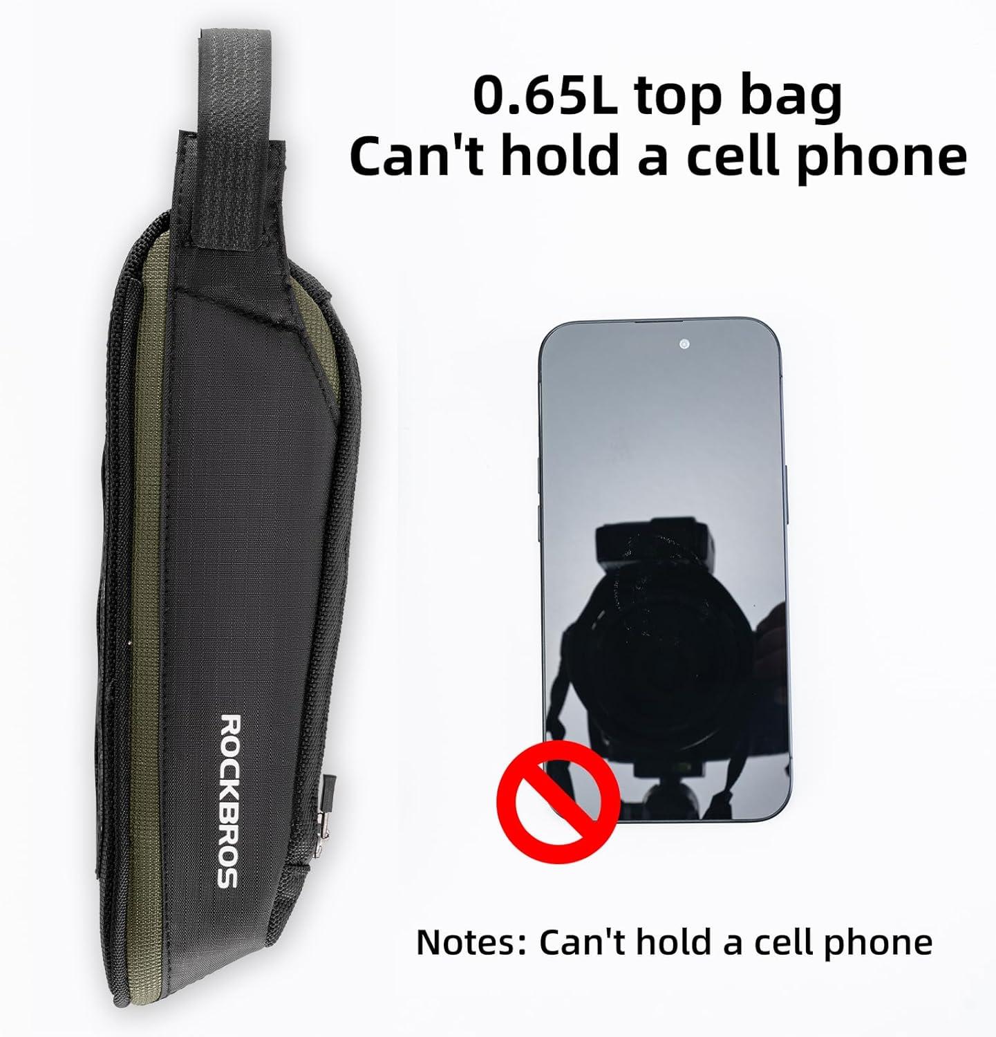 imageROCKBROS Bike Top Tube Bag Bike Frame Bag Bike Triangle Bag Small Aerodynamic Bag for Triathlon and Gravel BikesBlack