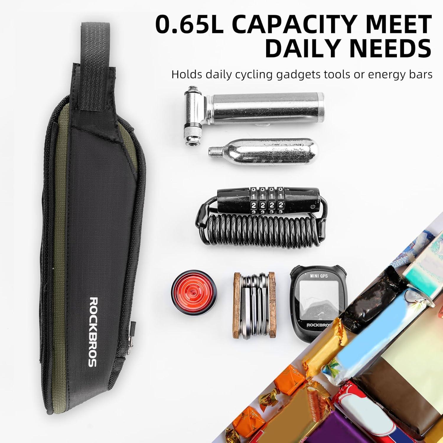 imageROCKBROS Bike Top Tube Bag Bike Frame Bag Bike Triangle Bag Small Aerodynamic Bag for Triathlon and Gravel BikesBlack