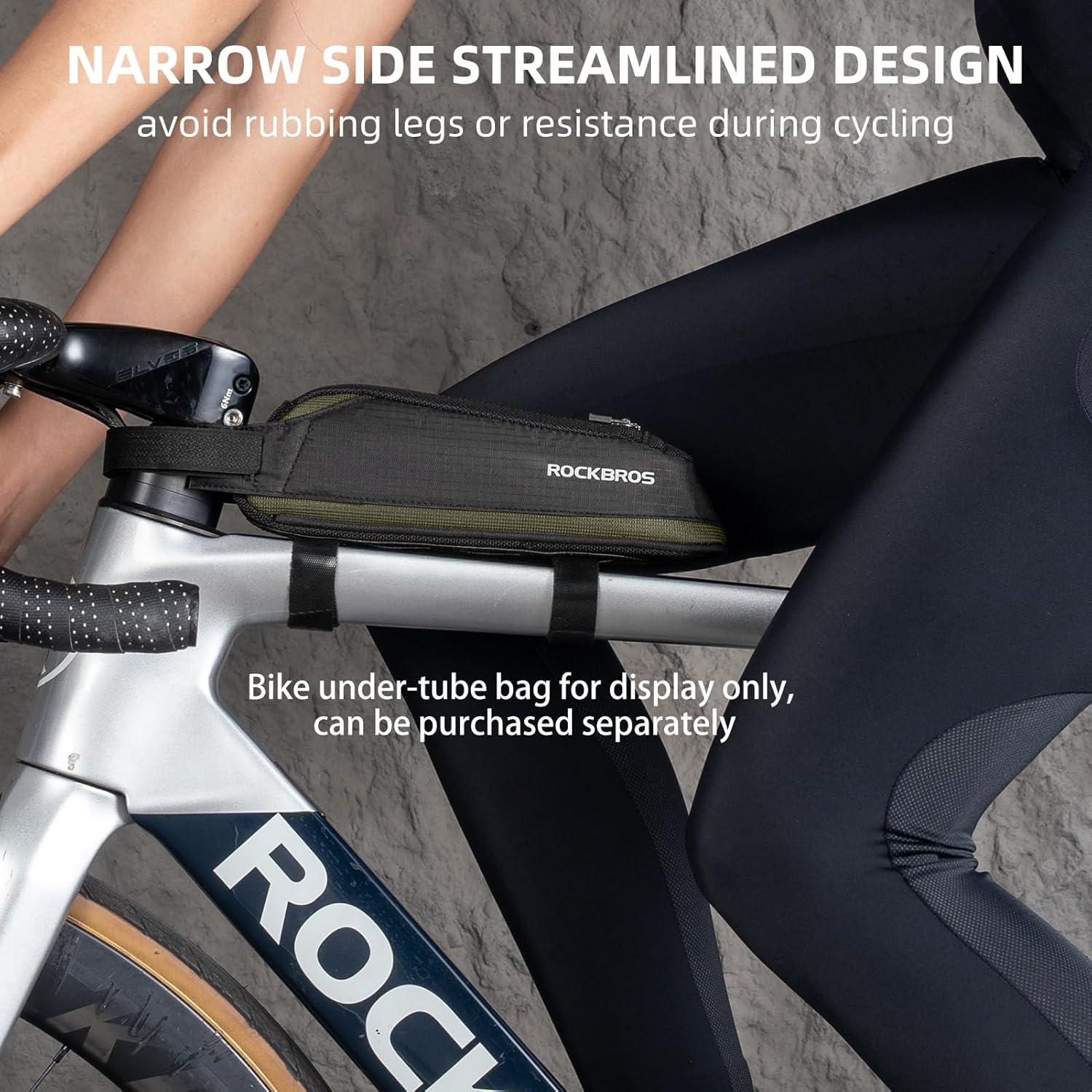 imageROCKBROS Bike Top Tube Bag Bike Frame Bag Bike Triangle Bag Small Aerodynamic Bag for Triathlon and Gravel BikesBlack