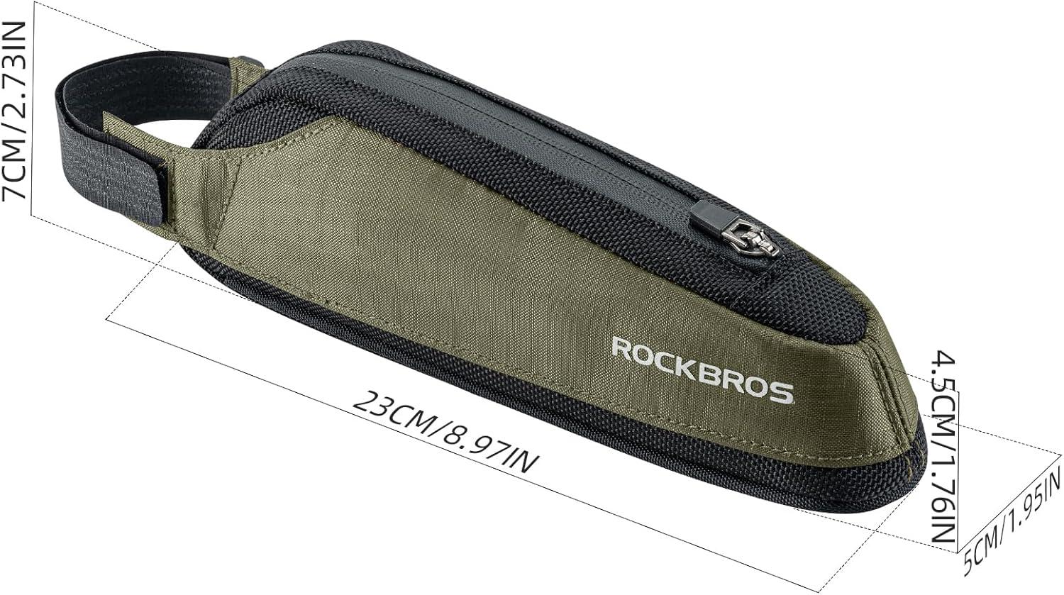 imageROCKBROS Bike Top Tube Bag Bike Frame Bag Bike Triangle Bag Small Aerodynamic Bag for Triathlon and Gravel BikesGreen