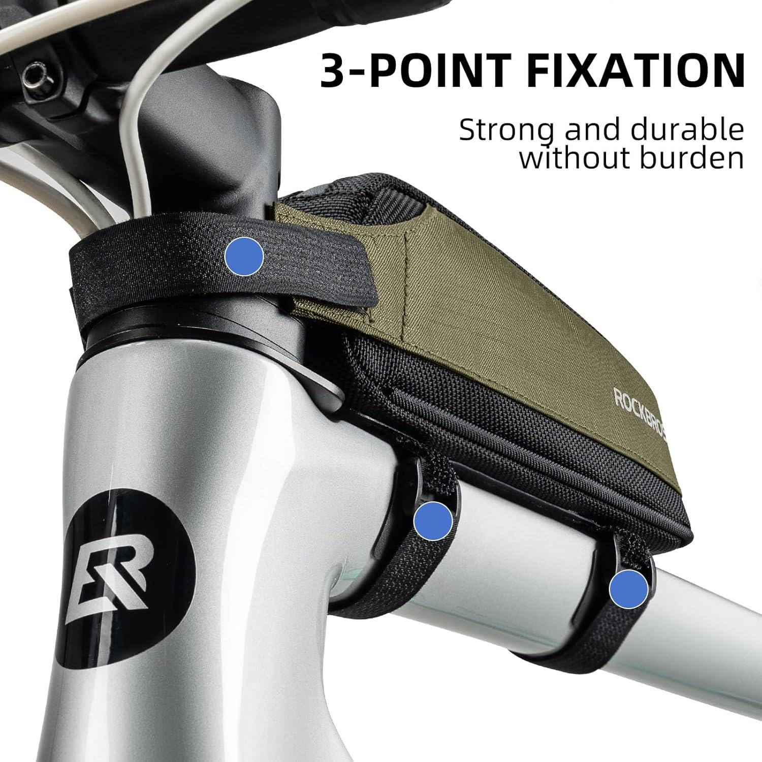 imageROCKBROS Bike Top Tube Bag Bike Frame Bag Bike Triangle Bag Small Aerodynamic Bag for Triathlon and Gravel BikesGreen
