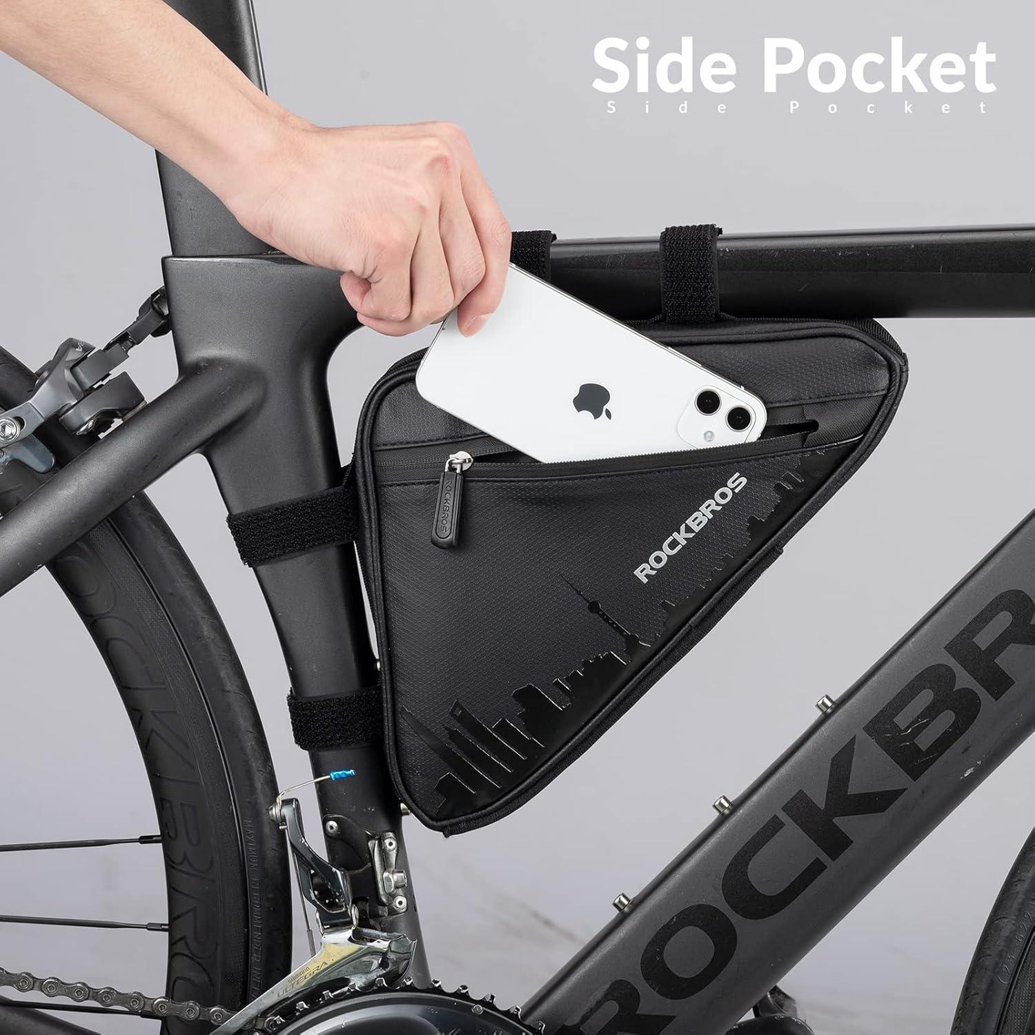 imageROCKBROS Bike Triangle Frame Bag Bike Triangle Bag with Two Side Pockets 15LBlack Blue