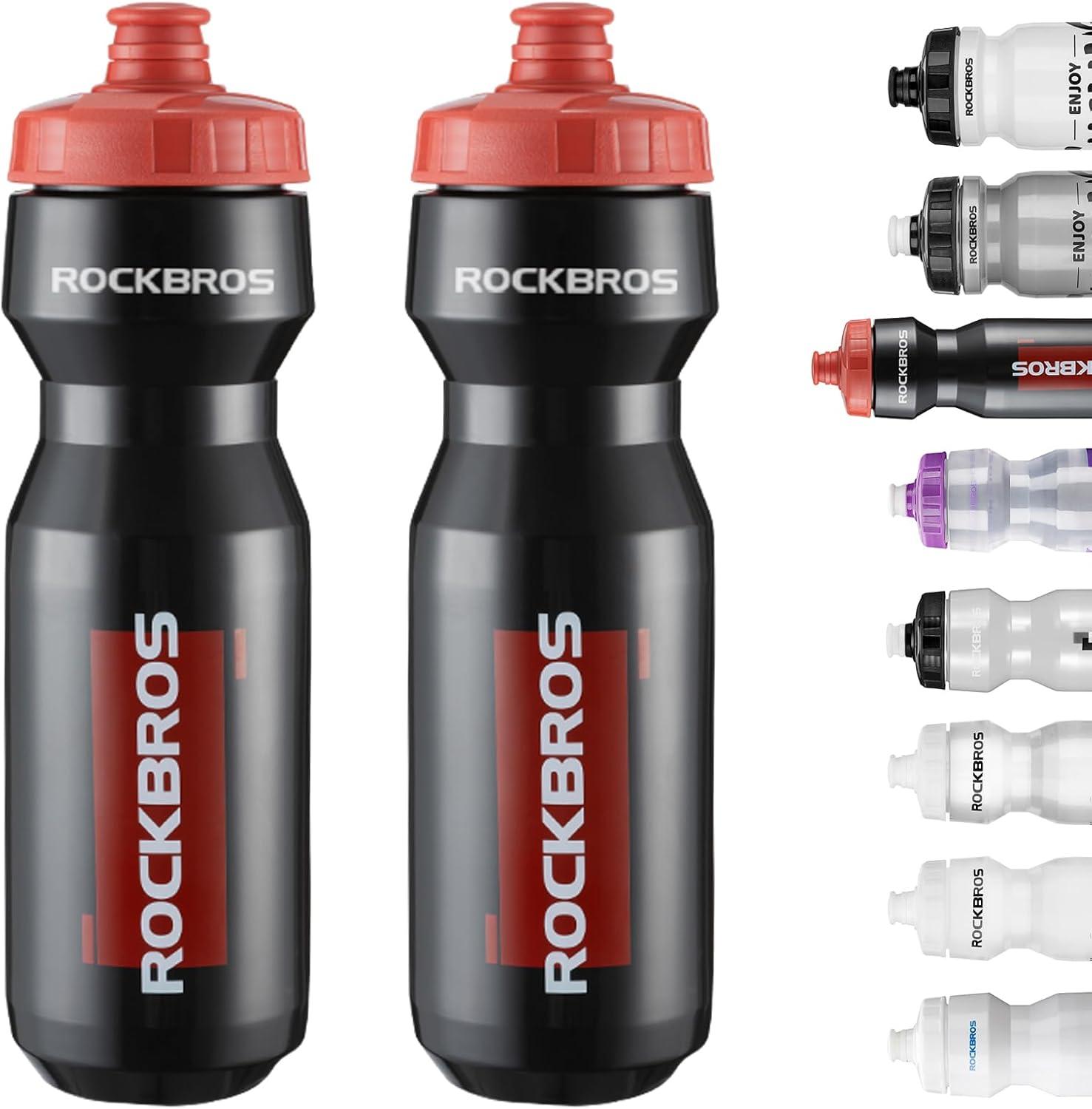 imageROCKBROS Bike Water Bottle 20oz25oz Squeeze Cycling Water Bottle BPA Free Leak Proof Sports Water Bottle with Dust Cover for Bicycle Running Gym Outdoor25oz Black Red