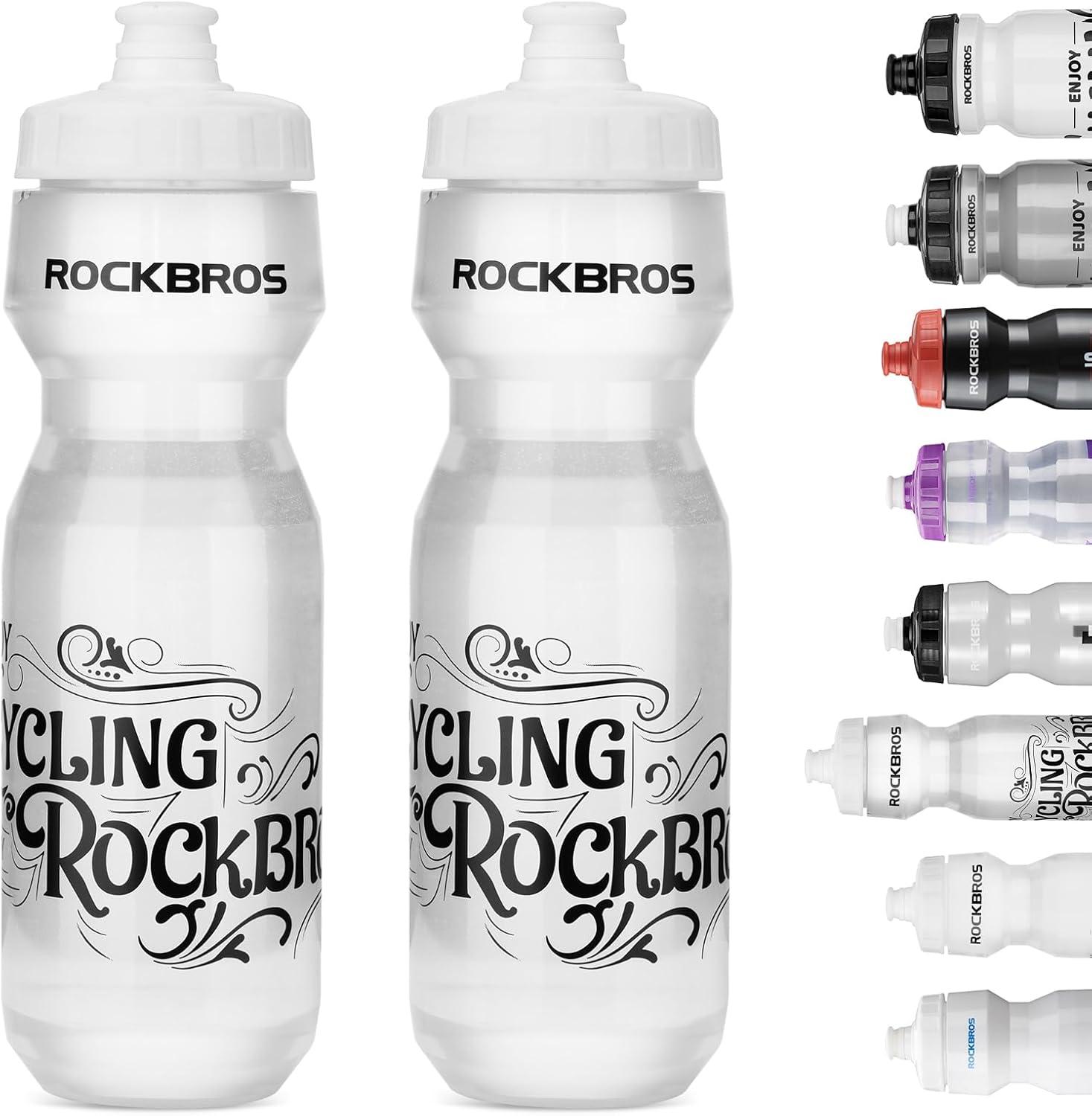 imageROCKBROS Bike Water Bottle 20oz25oz Squeeze Cycling Water Bottle BPA Free Leak Proof Sports Water Bottle with Dust Cover for Bicycle Running Gym Outdoor25oz Transparent