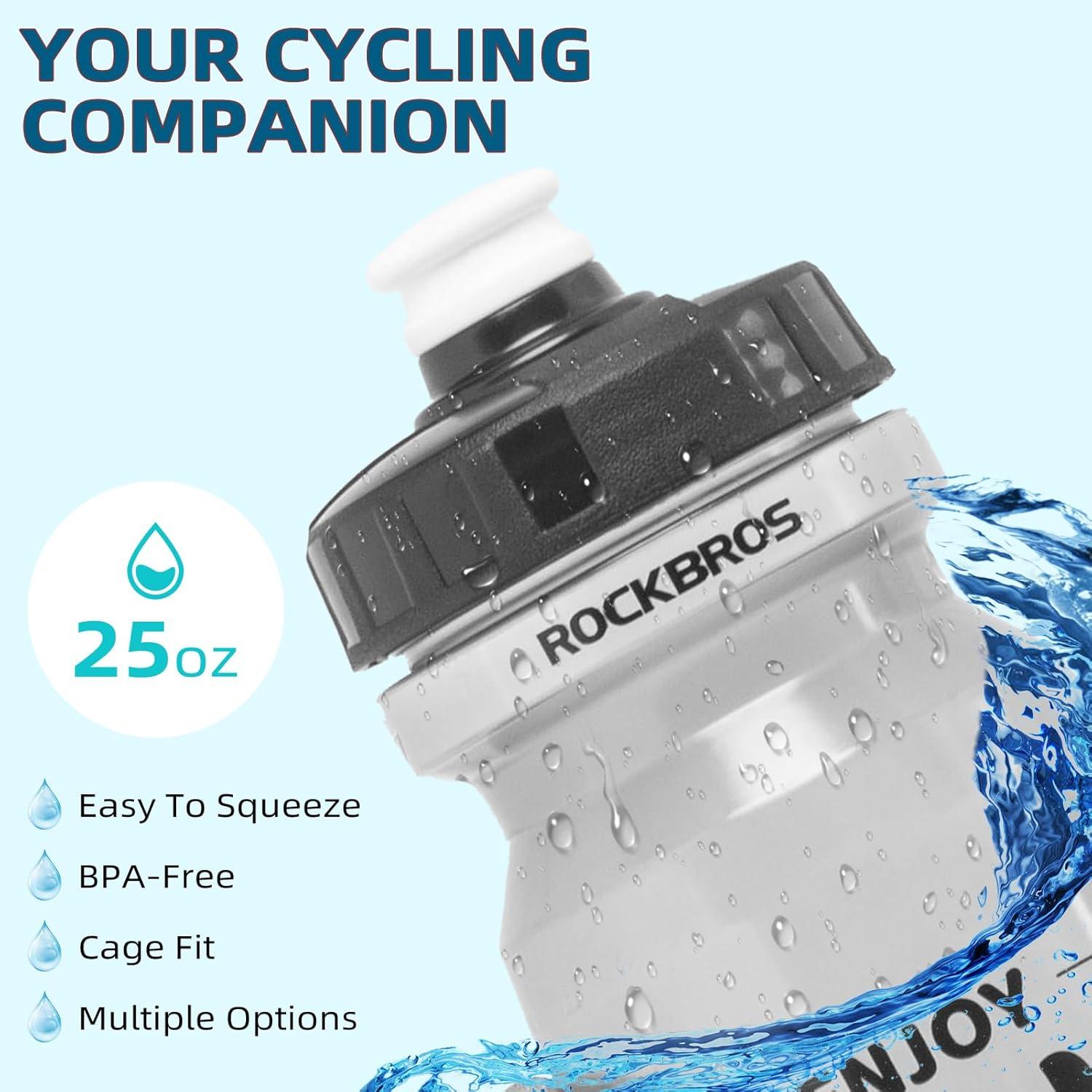 imageROCKBROS Bike Water Bottle 20oz25oz Squeeze Cycling Water Bottle BPA Free Leak Proof Sports Water Bottle with Dust Cover for Bicycle Running Gym Outdoor25oz White