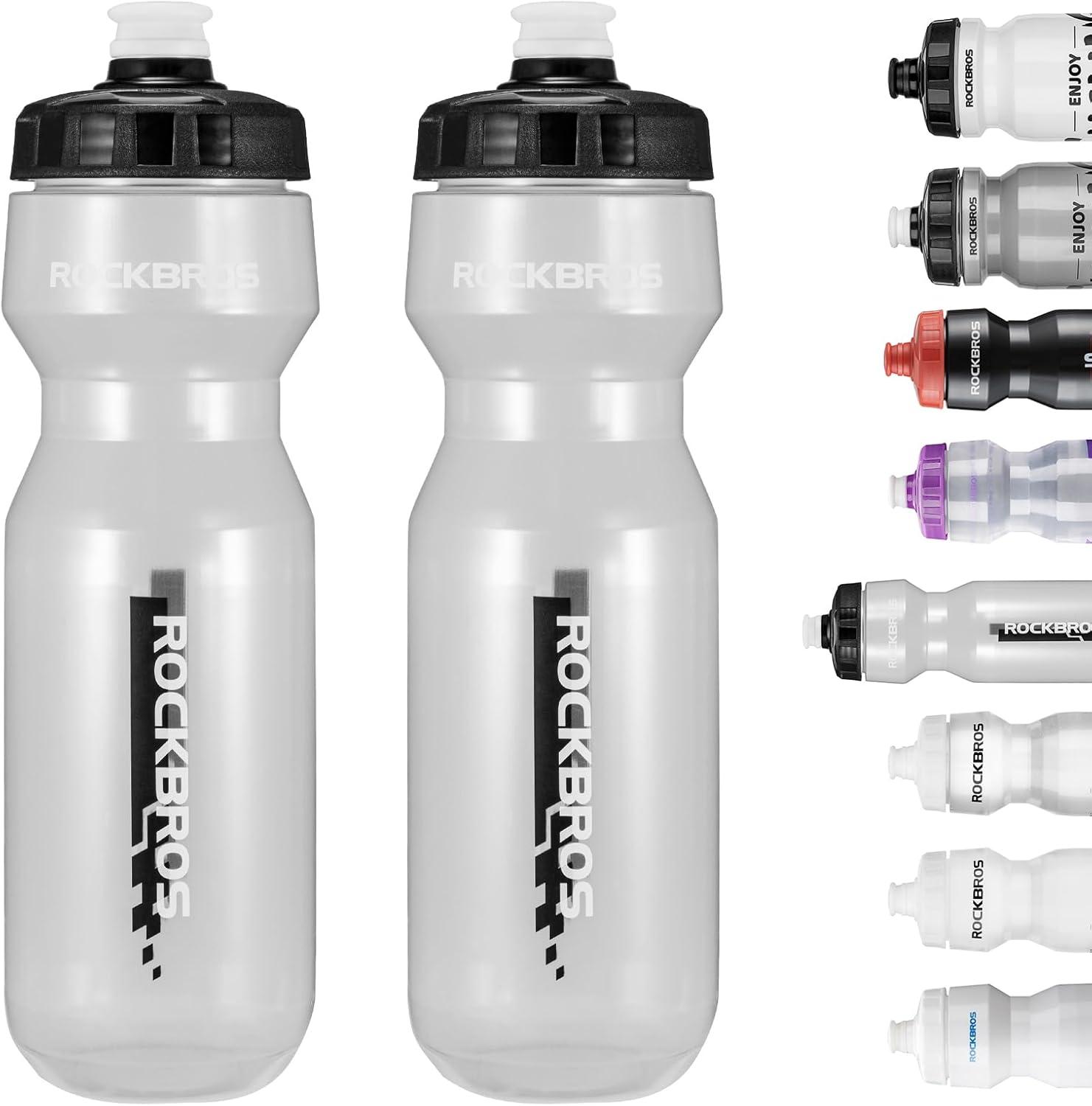 imageROCKBROS Bike Water Bottle 20oz25oz Squeeze Cycling Water Bottle BPA Free Leak Proof Sports Water Bottle with Dust Cover for Bicycle Running Gym Outdoor25oz Black Transparent