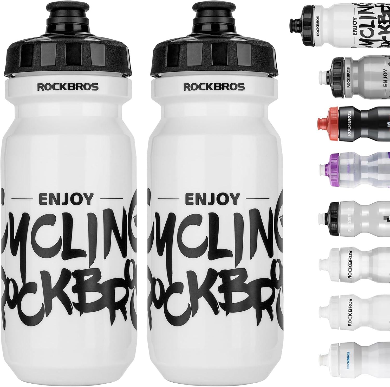 imageROCKBROS Bike Water Bottle 20oz25oz Squeeze Cycling Water Bottle BPA Free Leak Proof Sports Water Bottle with Dust Cover for Bicycle Running Gym Outdoor20oz White