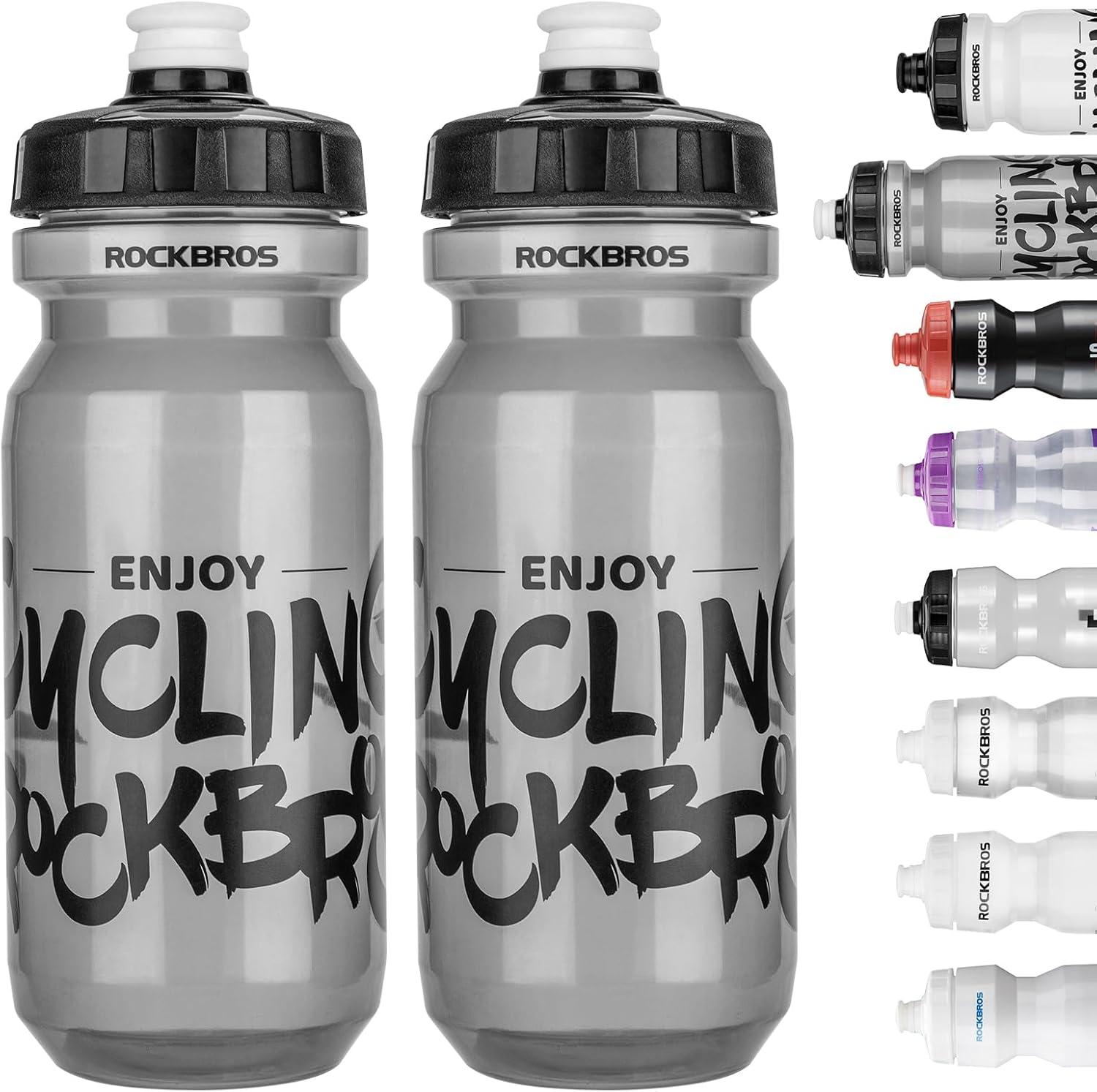 imageROCKBROS Bike Water Bottle 20oz25oz Squeeze Cycling Water Bottle BPA Free Leak Proof Sports Water Bottle with Dust Cover for Bicycle Running Gym Outdoor20oz Transparent Black