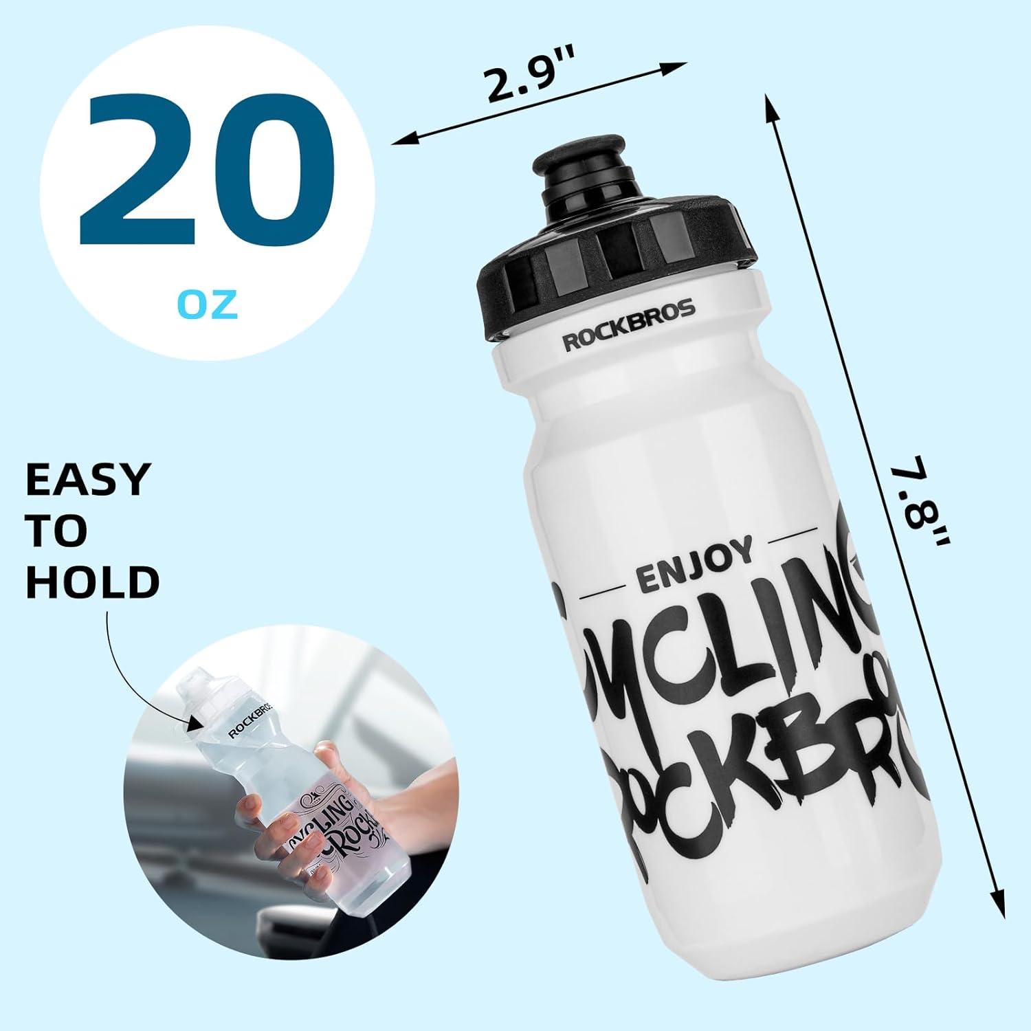 imageROCKBROS Bike Water Bottle 20oz25oz Squeeze Cycling Water Bottle BPA Free Leak Proof Sports Water Bottle with Dust Cover for Bicycle Running Gym Outdoor20oz White