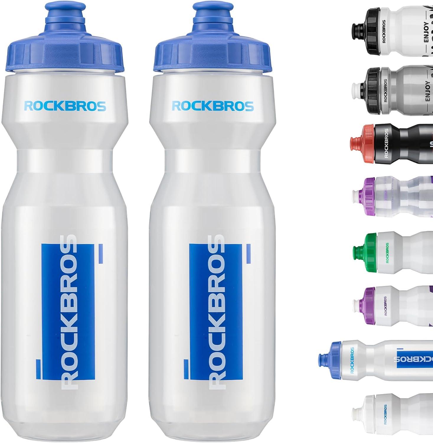 imageROCKBROS Bike Water Bottle 20oz25oz Squeeze Cycling Water Bottle BPA Free Leak Proof Sports Water Bottle with Dust Cover for Bicycle Running Gym Outdoor25oz Blue Transparent