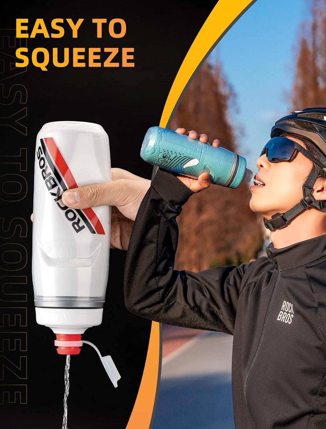 imageROCKBROS Bike Water Bottle 21oz Bicycle Water Bottle for 5hrs Insulation Sports Squeeze Water Bottle with Leakproof DesignGreen