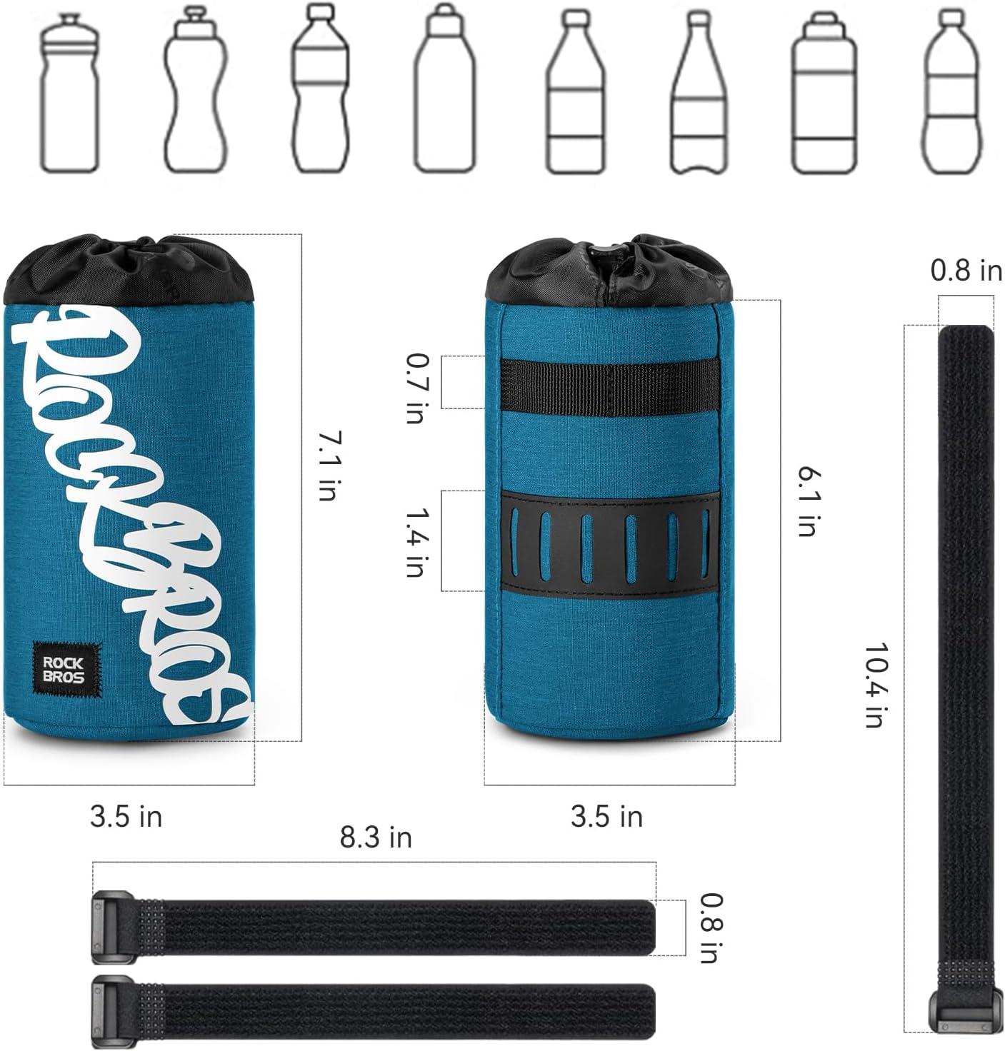 imageROCKBROS Bike Water Bottle Holder Handlebar Bike Feedbag with Quick Access Universal Compatible with Road Bike MTB EBike Cruiser Scooter Wheelchair Bottle CagesBlue