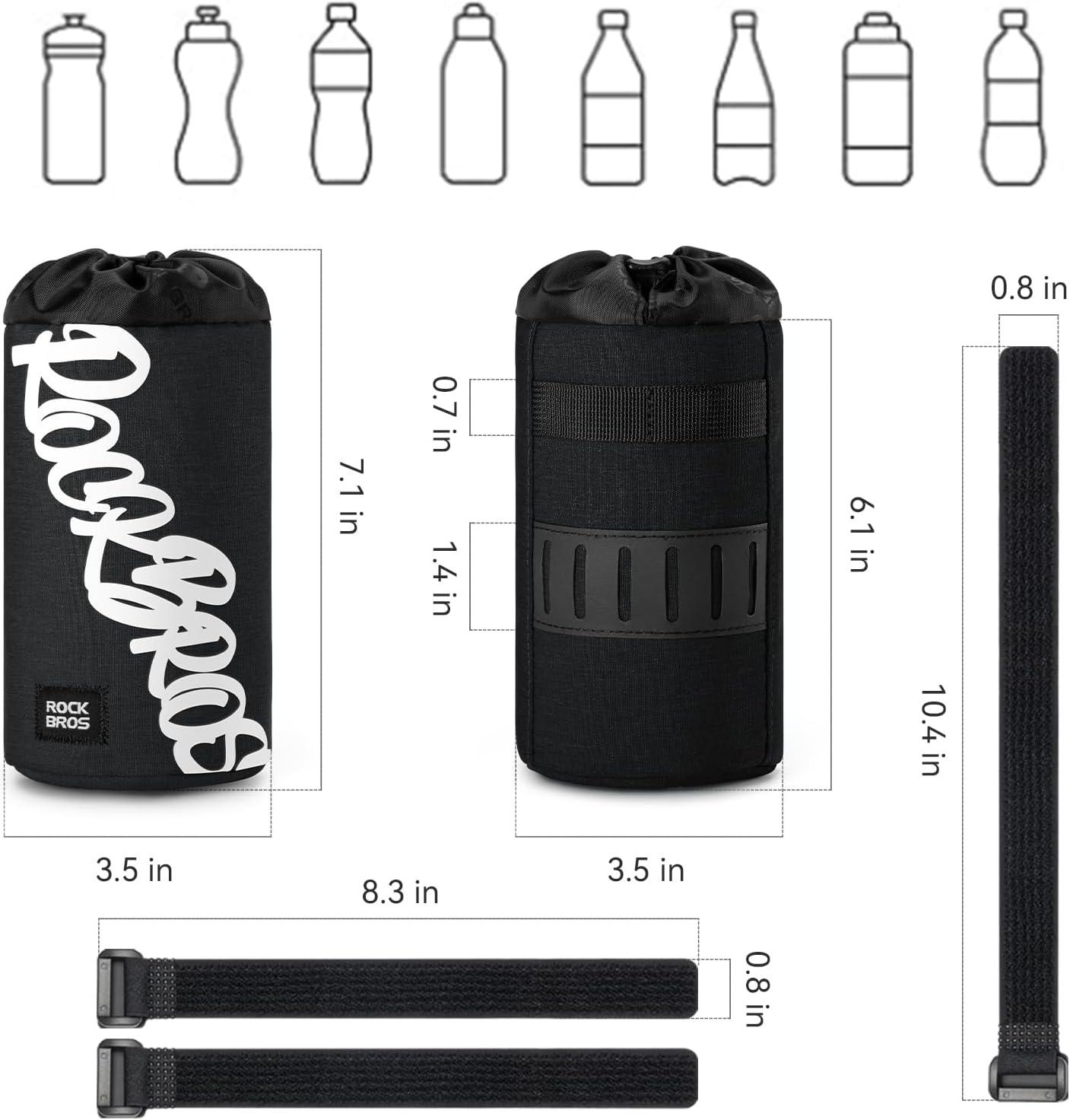 imageROCKBROS Bike Water Bottle Holder Handlebar Bike Feedbag with Quick Access Universal Compatible with Road Bike MTB EBike Cruiser Scooter Wheelchair Bottle CagesBlack
