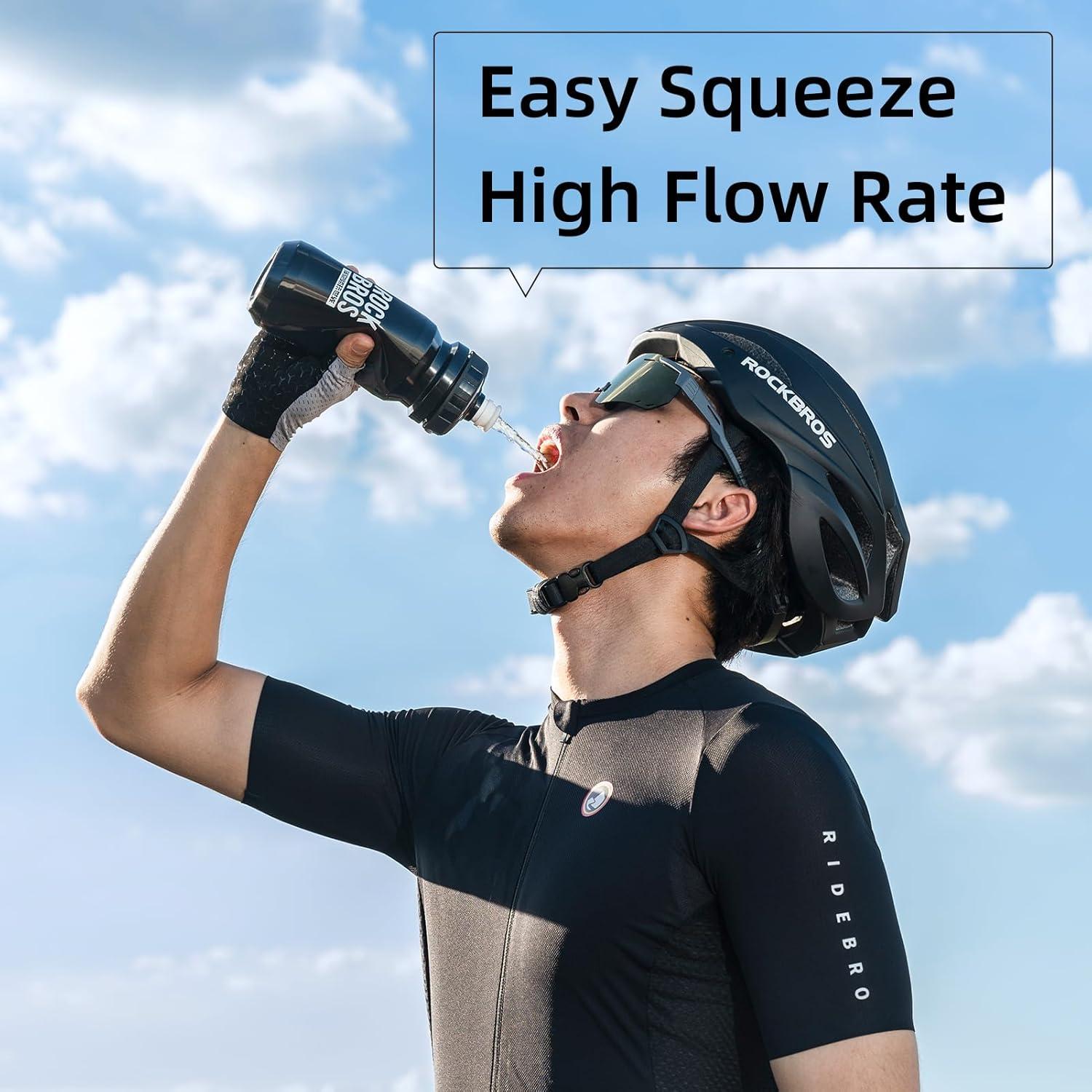 imageROCKBROS Bike Water Bottle Squeeze 20oz Bicycle Water Bottle BPAFreeBlack